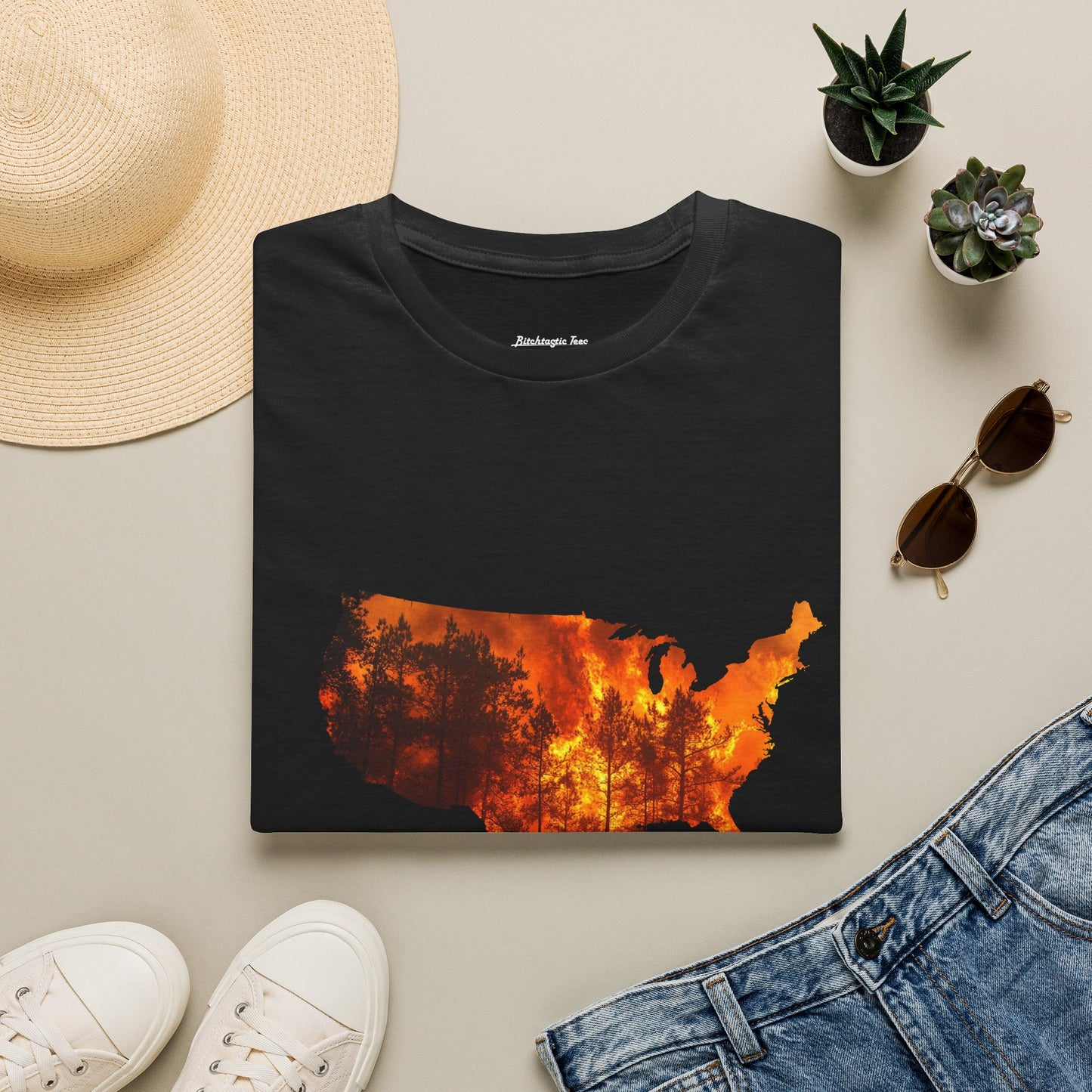 USA Map Graphic T-Shirt — Shit's on Fire Yo Awareness Tee