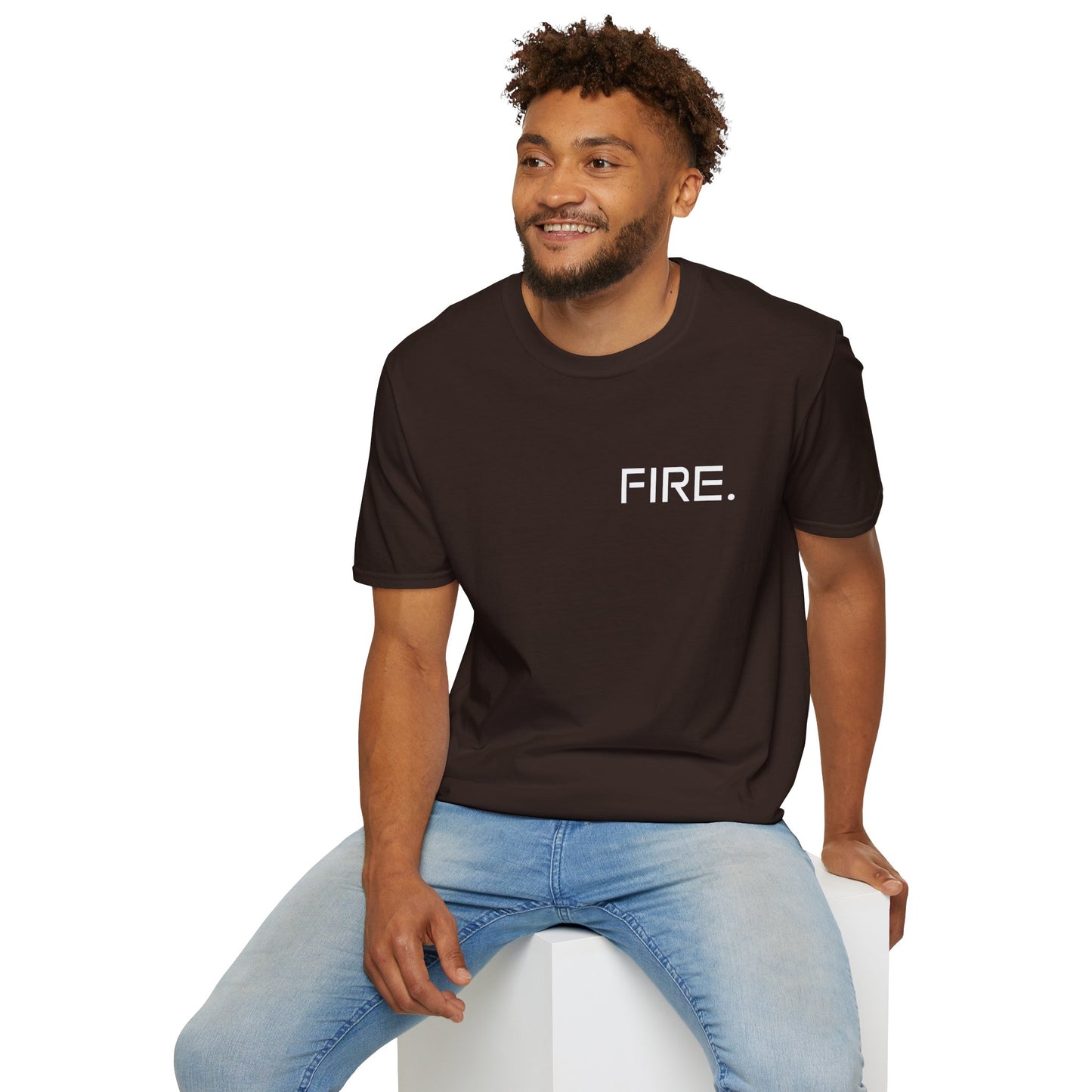 FIRE. Minimal Graphic T‑Shirt — Modern Casual Tee with Bold Text