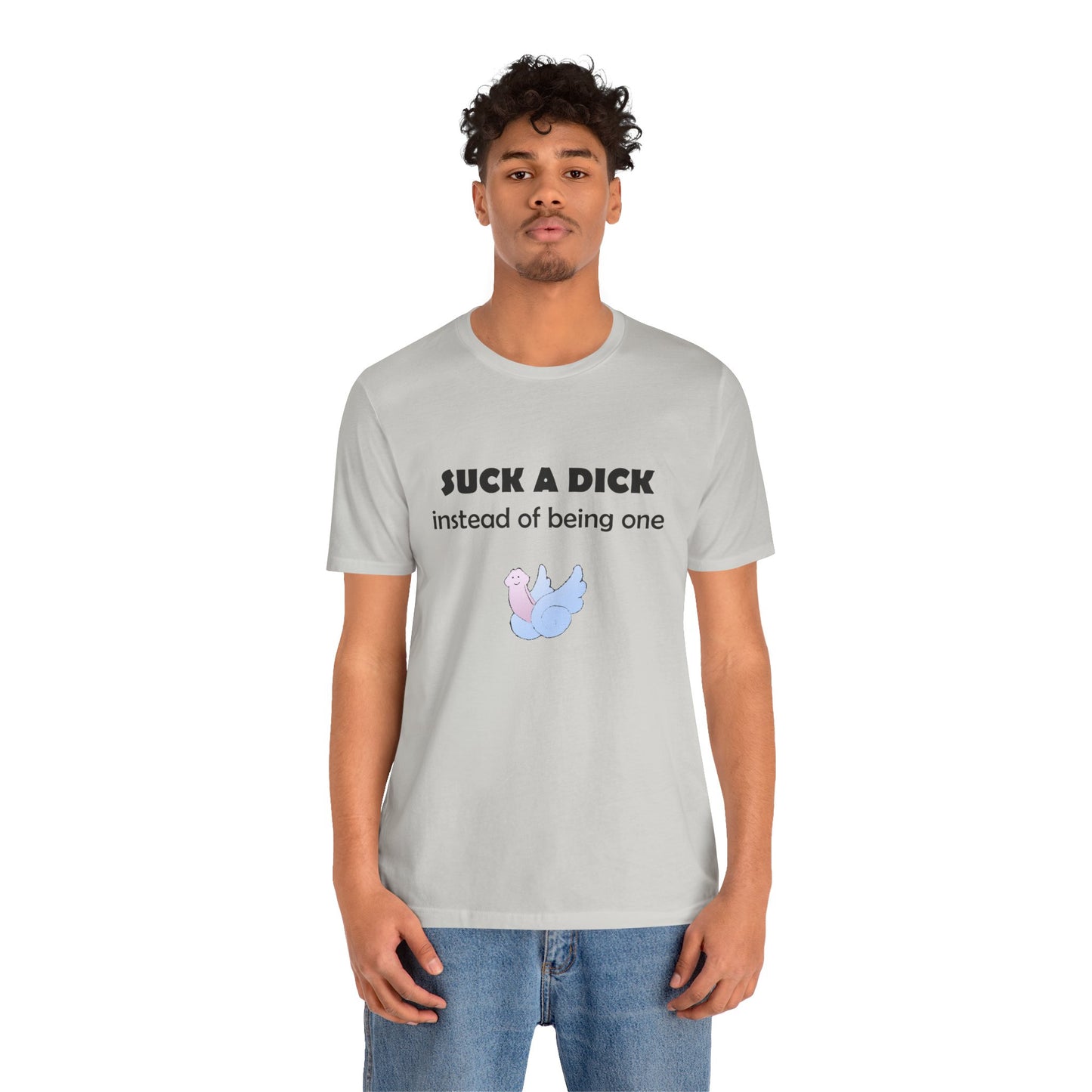 Suck a Dick Instead of Being One Tee — Funny Sarcastic Graphic T-Shirt with Cute Bird