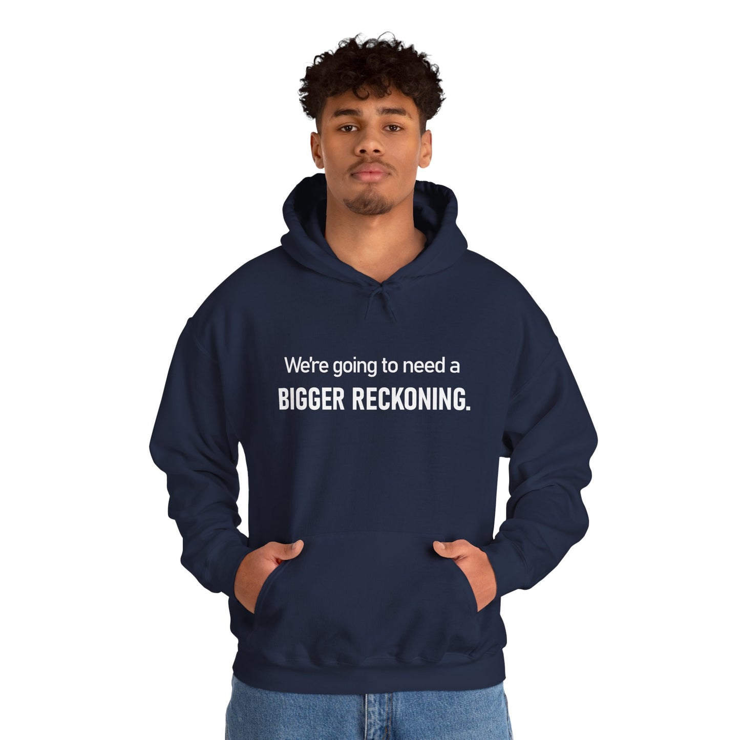 BIGGER RECKONING Hoodie — Minimalist Text Graphic Pullover