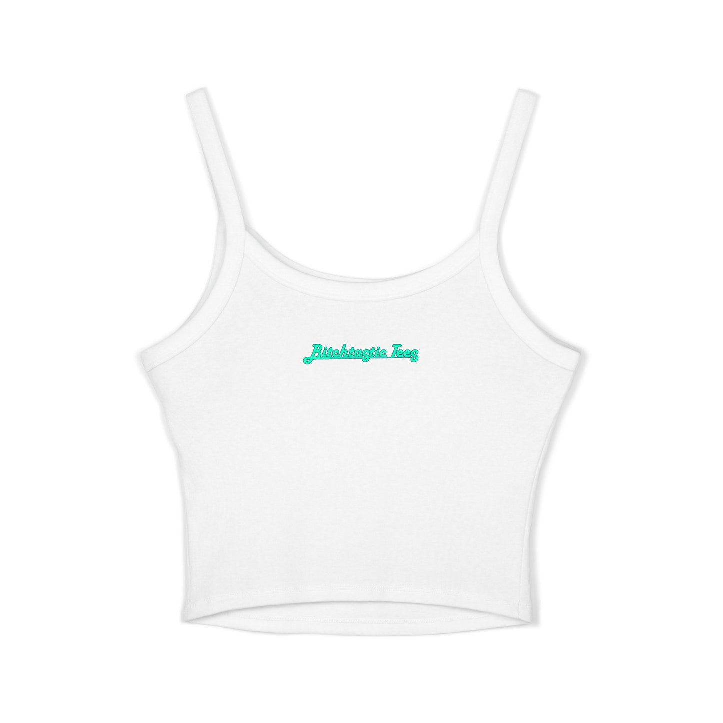 Spaghetti Tank Top — "I Frighten Conservatives" Colorful Feminist Crop
