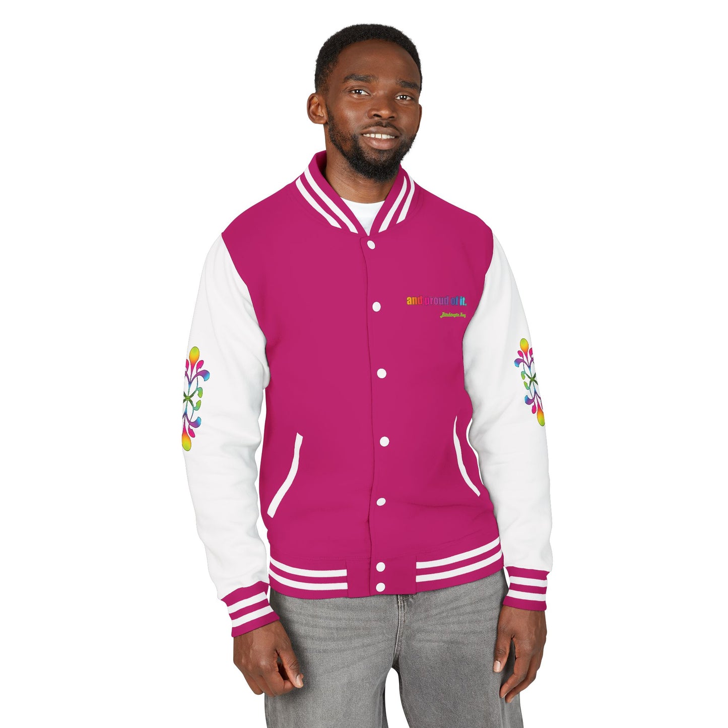 Letterman Jacket — Neon Floral "Socially Inconvenient" Varsity Jacket