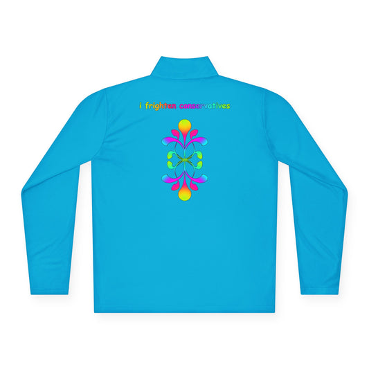 Quarter-Zip Pullover — Colorful Abstract Floral Logo "Brighten Conversations"