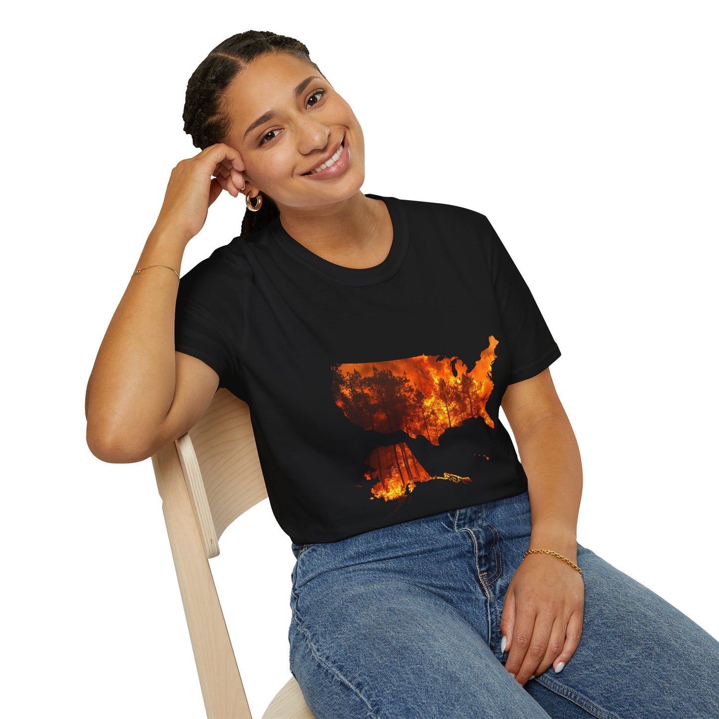 USA Map Graphic T-Shirt — Shit's on Fire Yo Awareness Tee