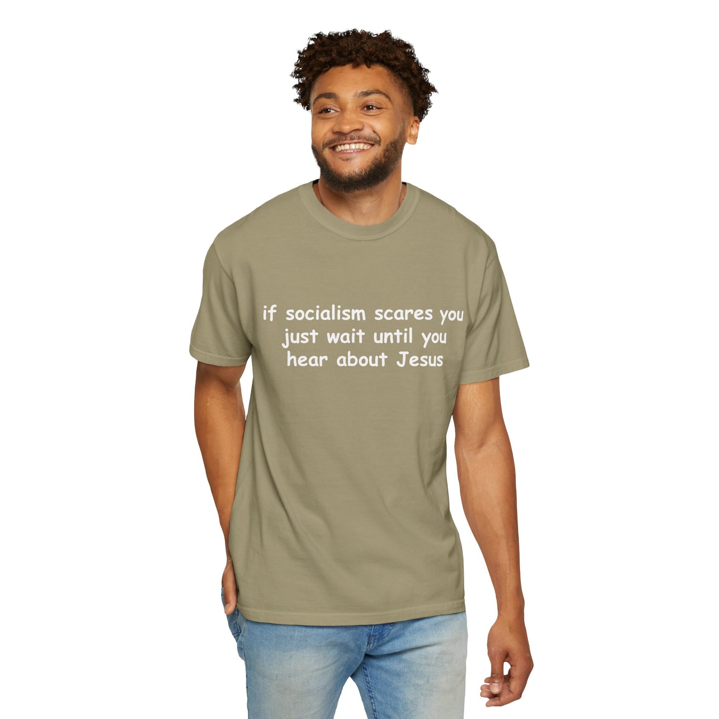 Socialist Jesus — Modern Theological Irony Slogan Tee