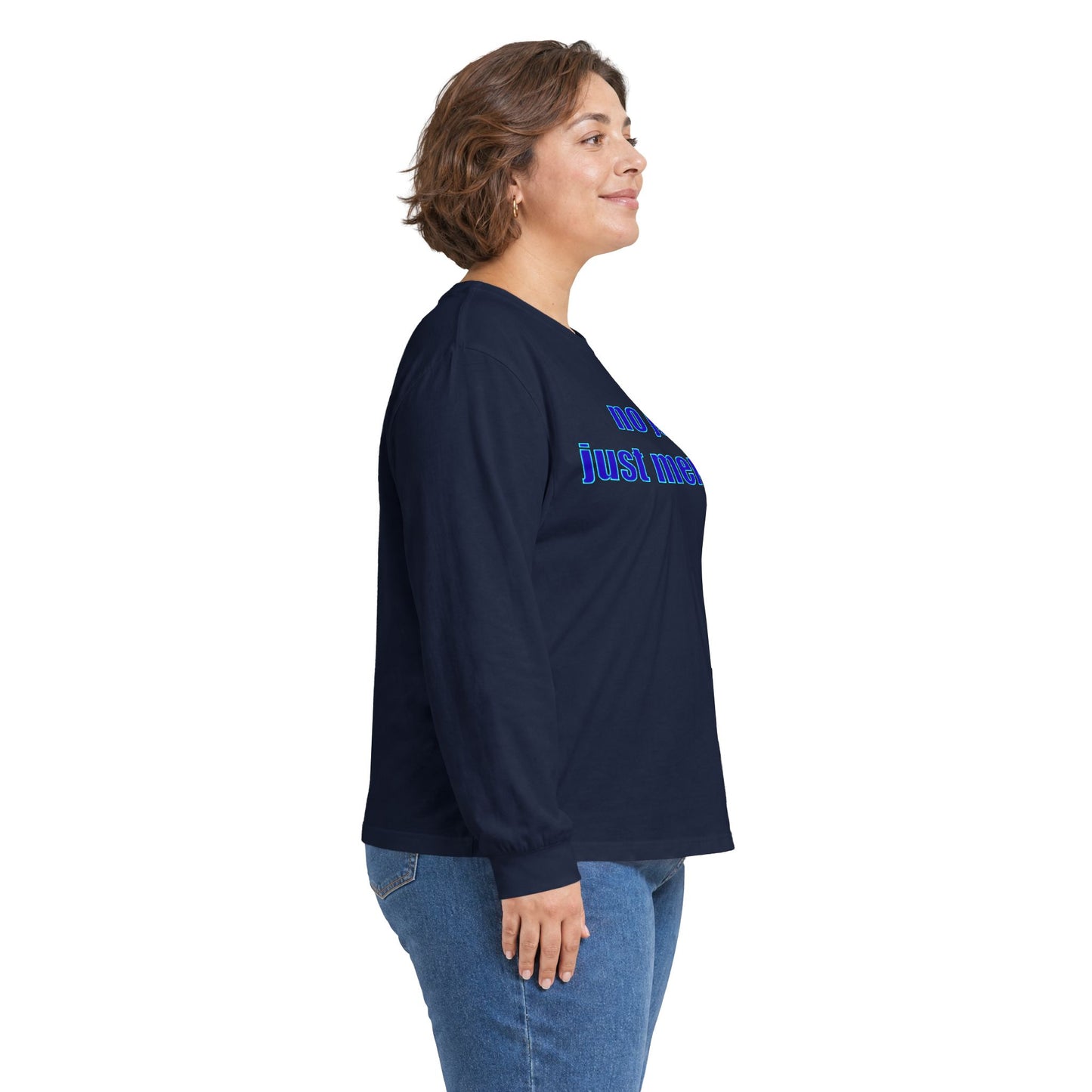 Long Sleeve Tee — "no joy. just memes." Minimalist Meme Shirt