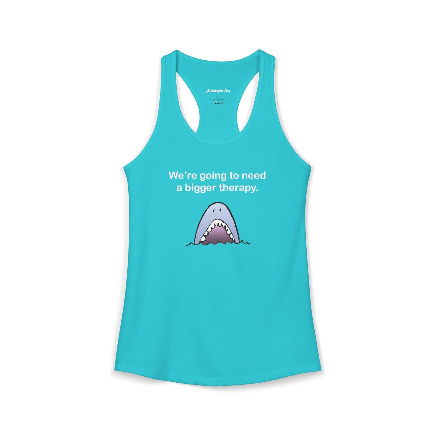 Women's Ideal Racerback Tank - "We're going to need a bigger therapy" Shark Tank Top - Dark