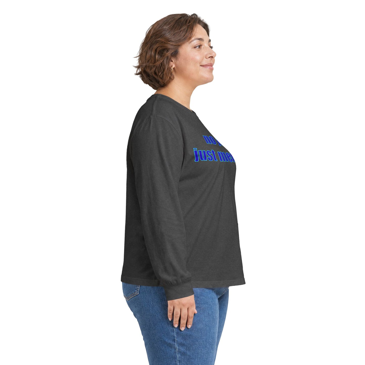 Long Sleeve Tee — "no joy. just memes." Minimalist Meme Shirt