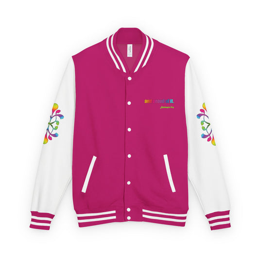 Letterman Jacket — Neon Floral "Socially Inconvenient" Varsity Jacket
