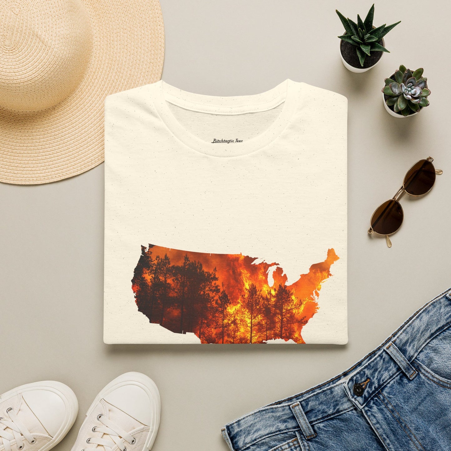 USA Map Graphic T-Shirt — Shit's on Fire Yo Awareness Tee