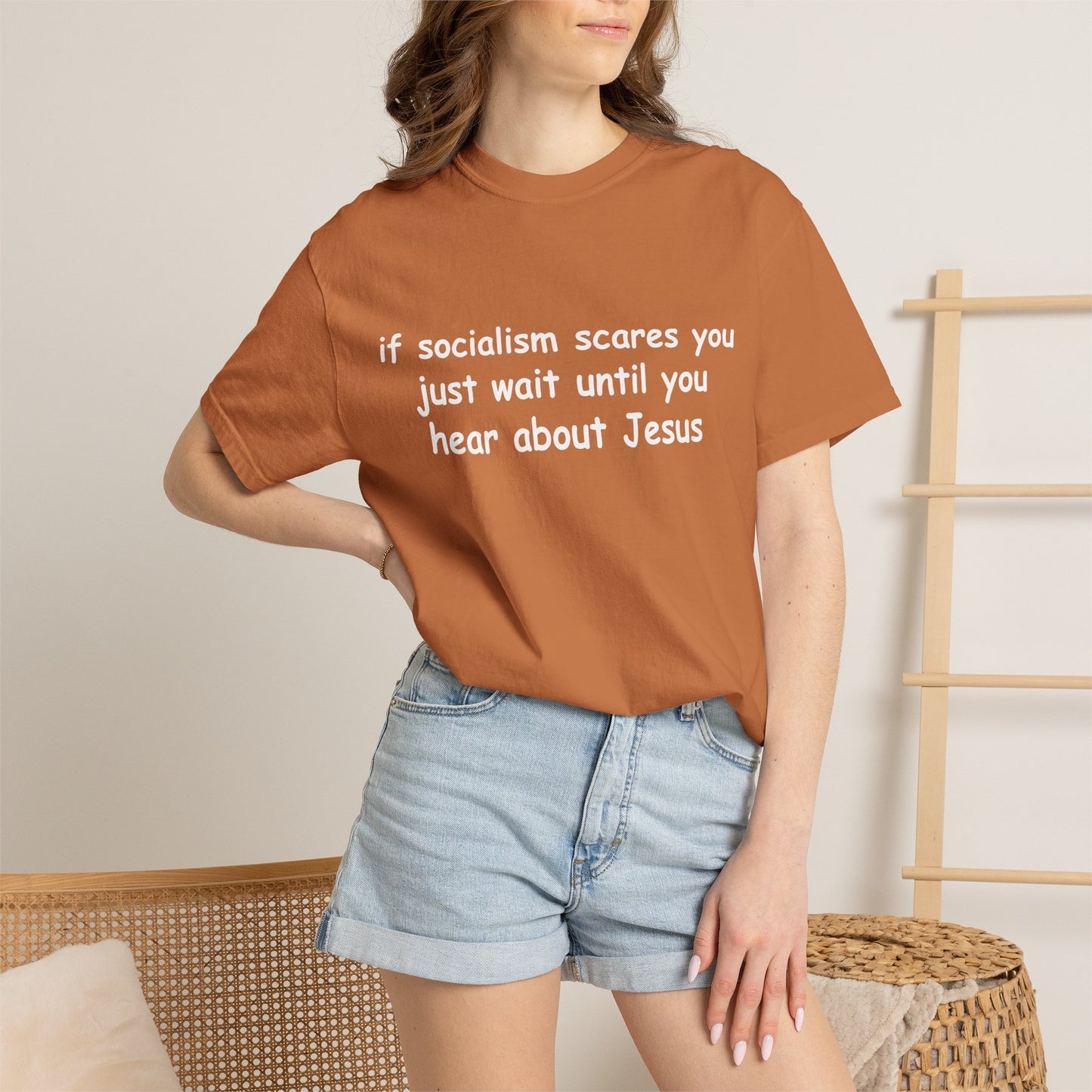 Socialist Jesus — Modern Theological Irony Slogan Tee