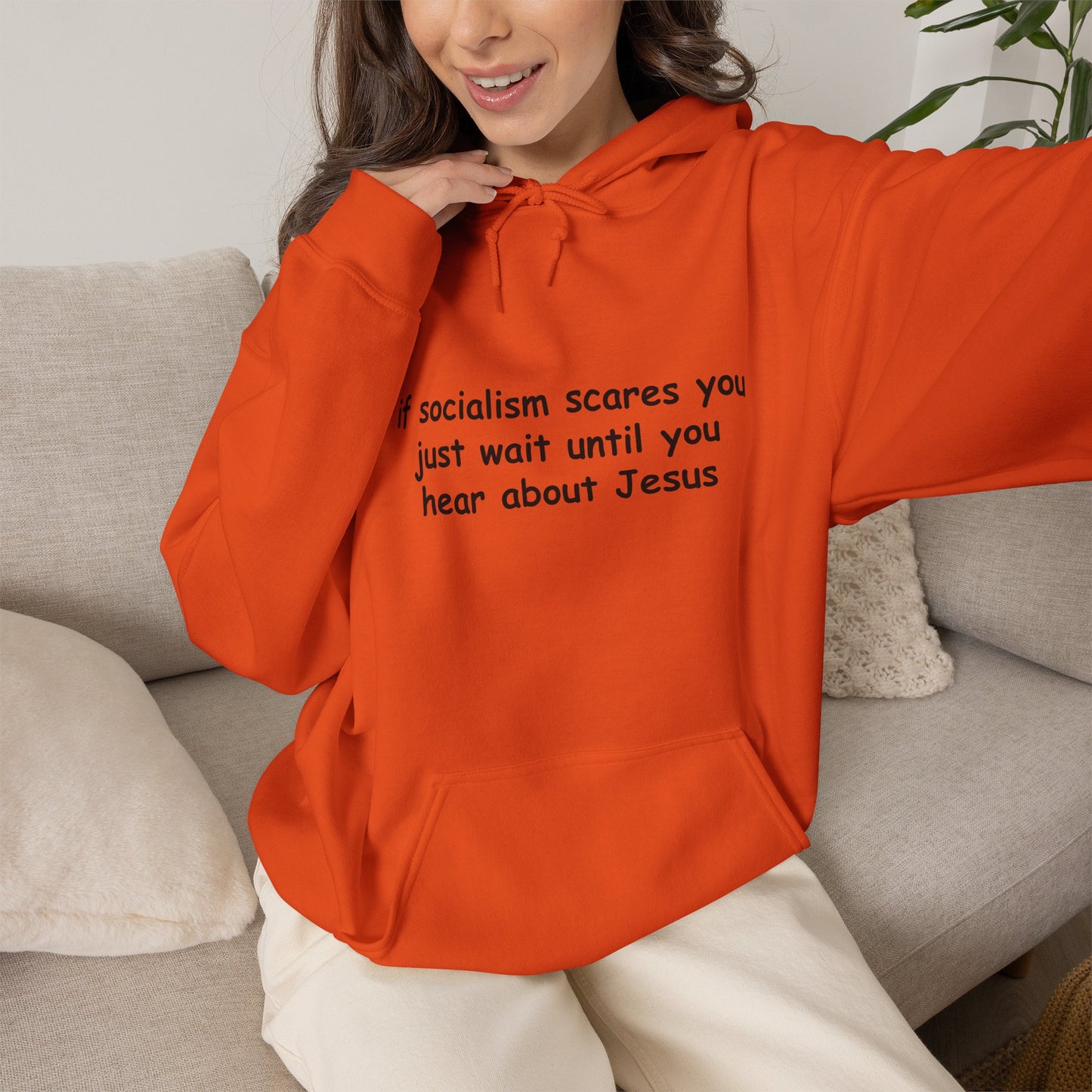 Hoodie — Socialist Jesus Ironic Slogan Hoodie