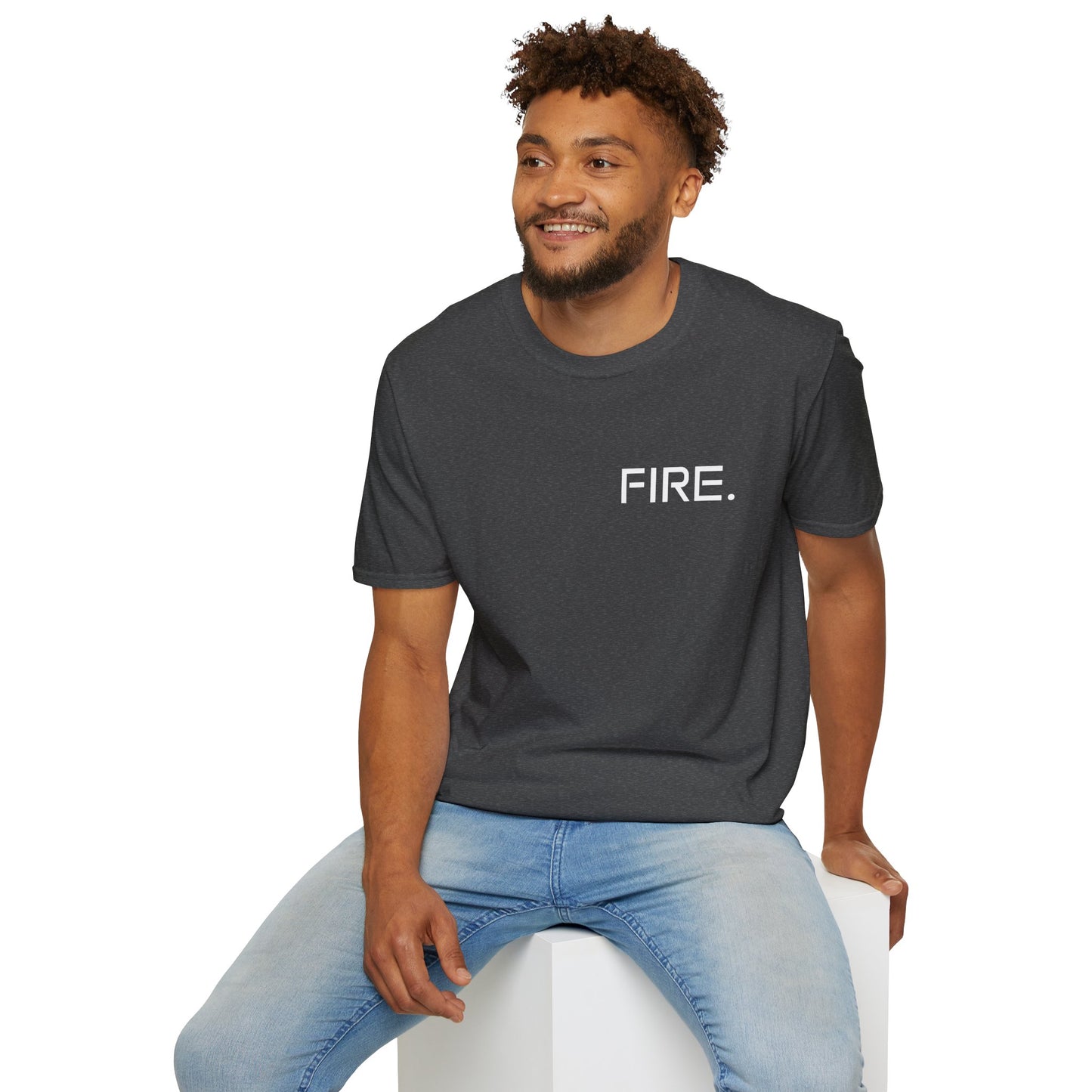 FIRE. Minimal Graphic T‑Shirt — Modern Casual Tee with Bold Text