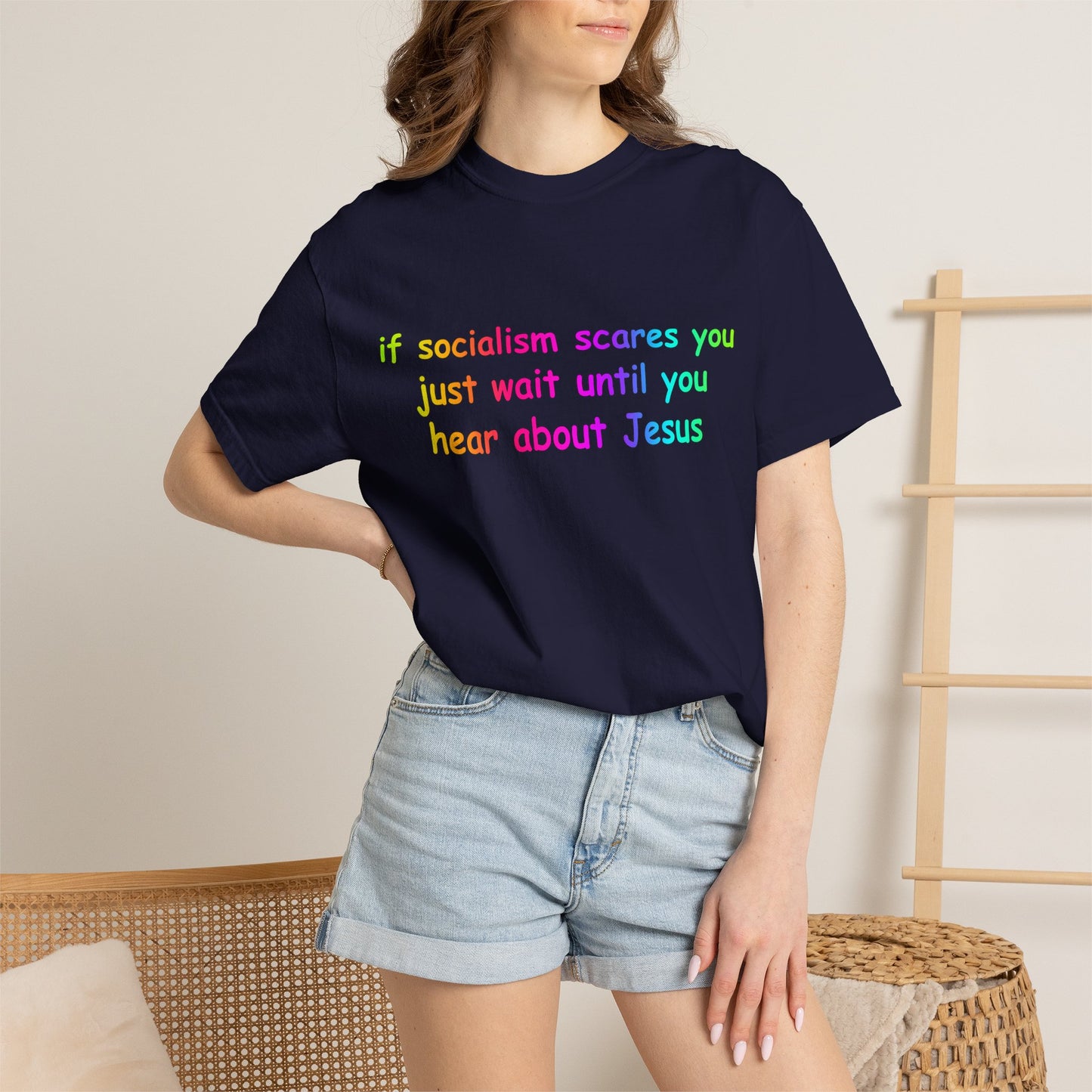 Socialist Jesus — Modern Theological Irony Slogan Tee