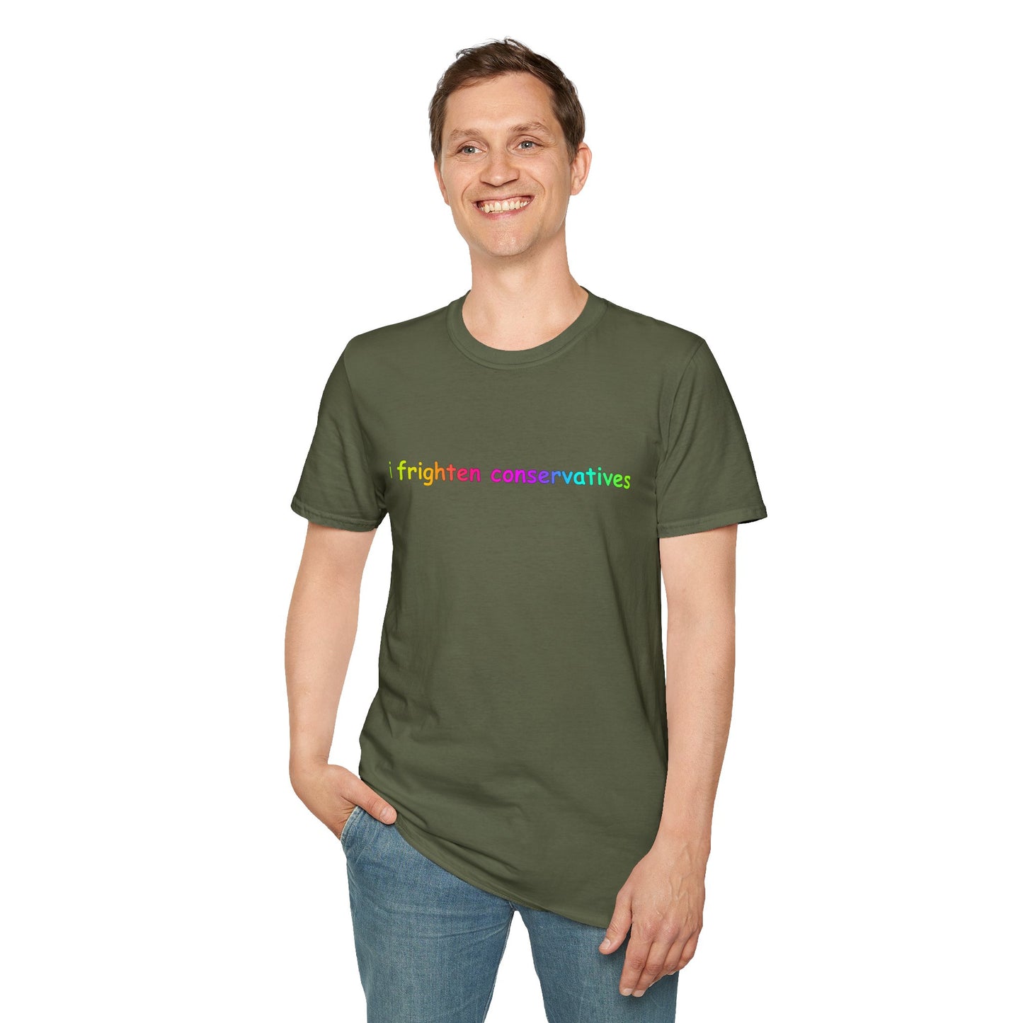 T-Shirt — "I Frighten Conservatives" Rainbow Graphic Tee