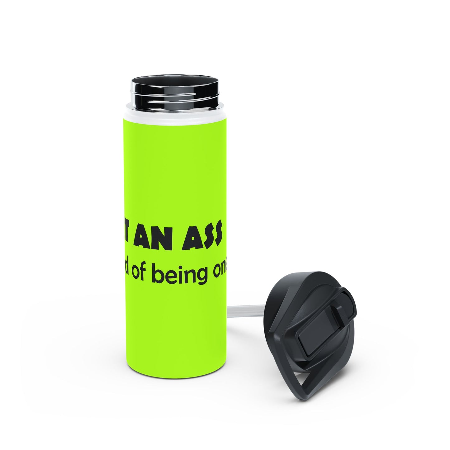Funny Neon Stainless Steel Water Bottle — Bold 'Eat an Ass' Humorous Quote