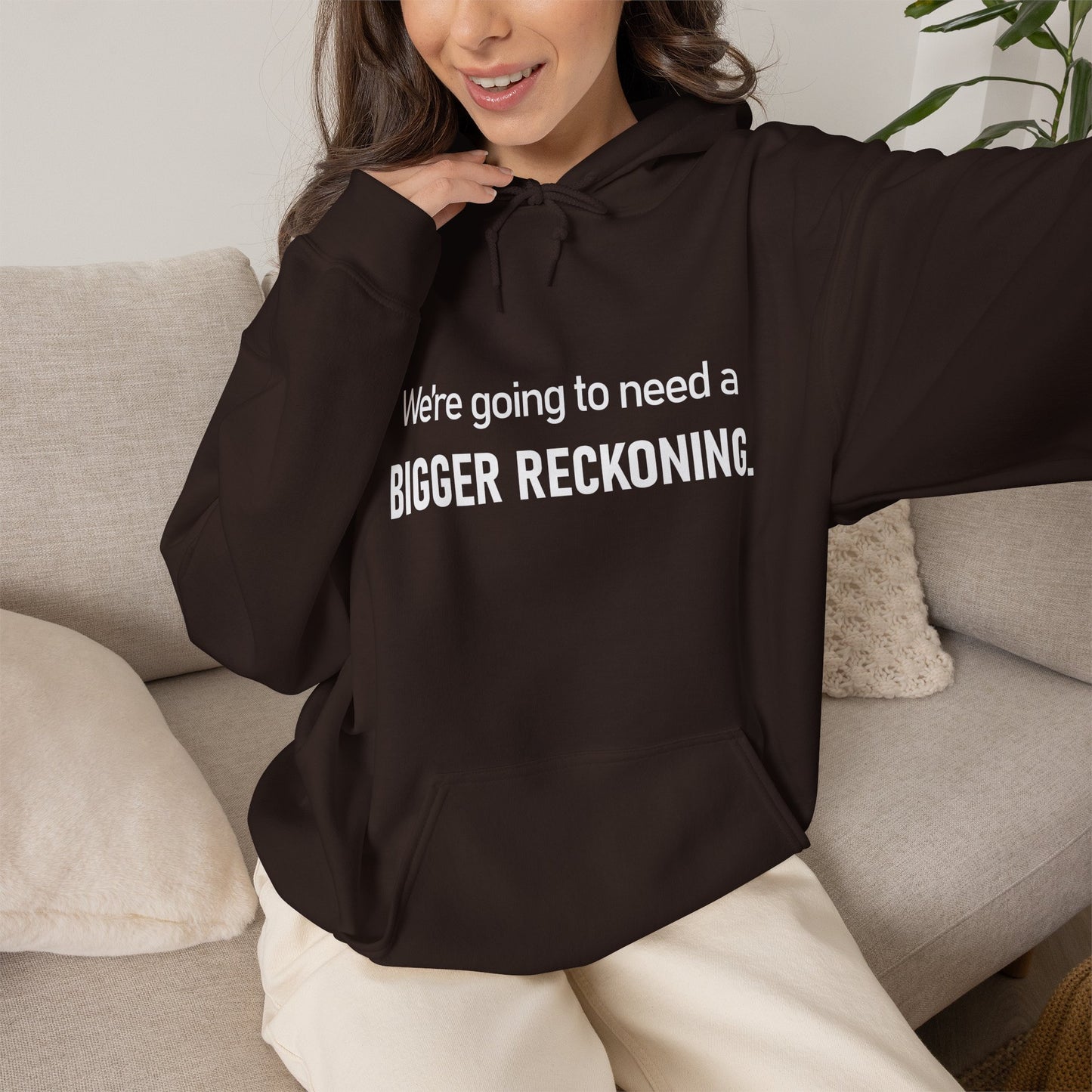 BIGGER RECKONING Hoodie — Minimalist Text Graphic Pullover
