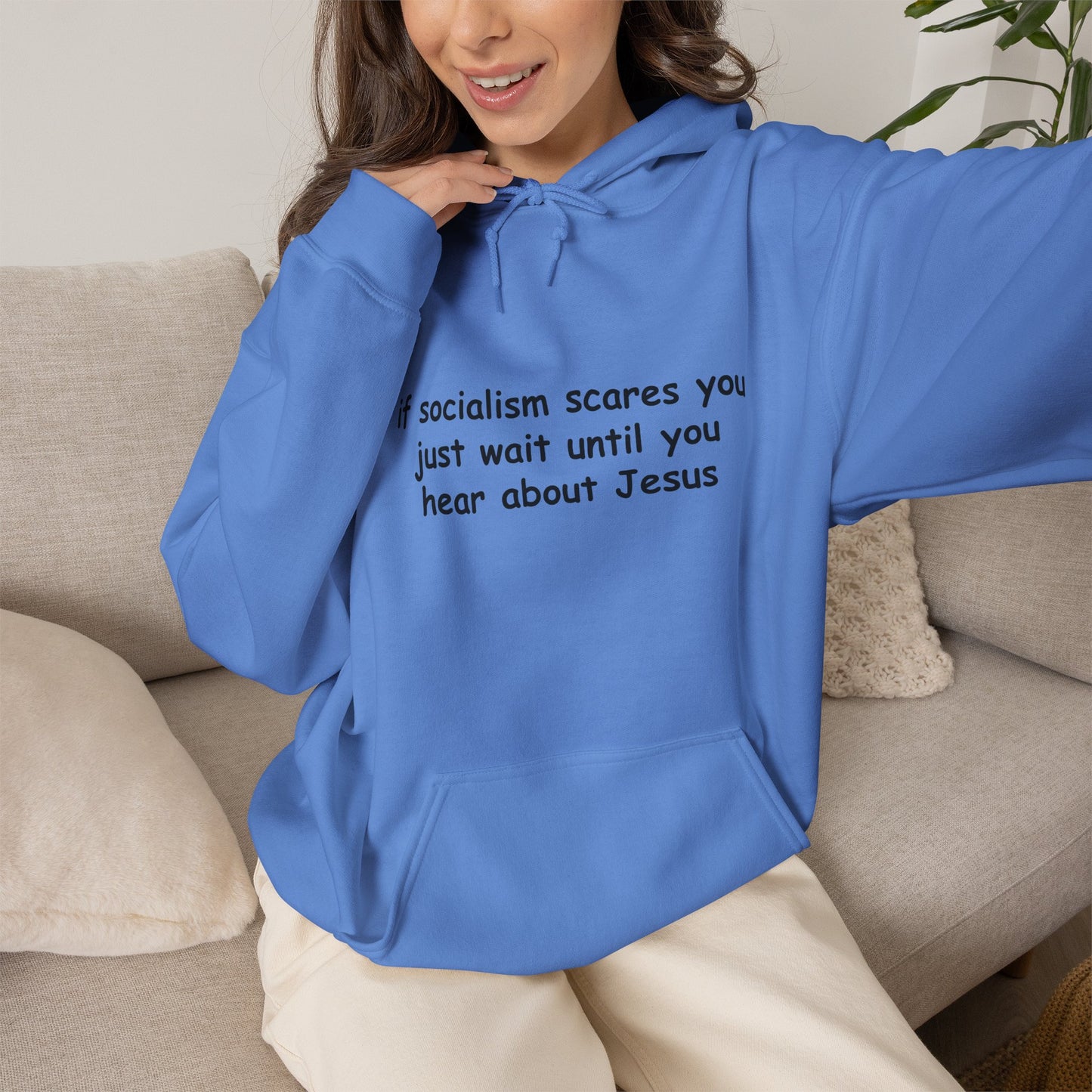 Hoodie — Socialist Jesus Ironic Slogan Hoodie