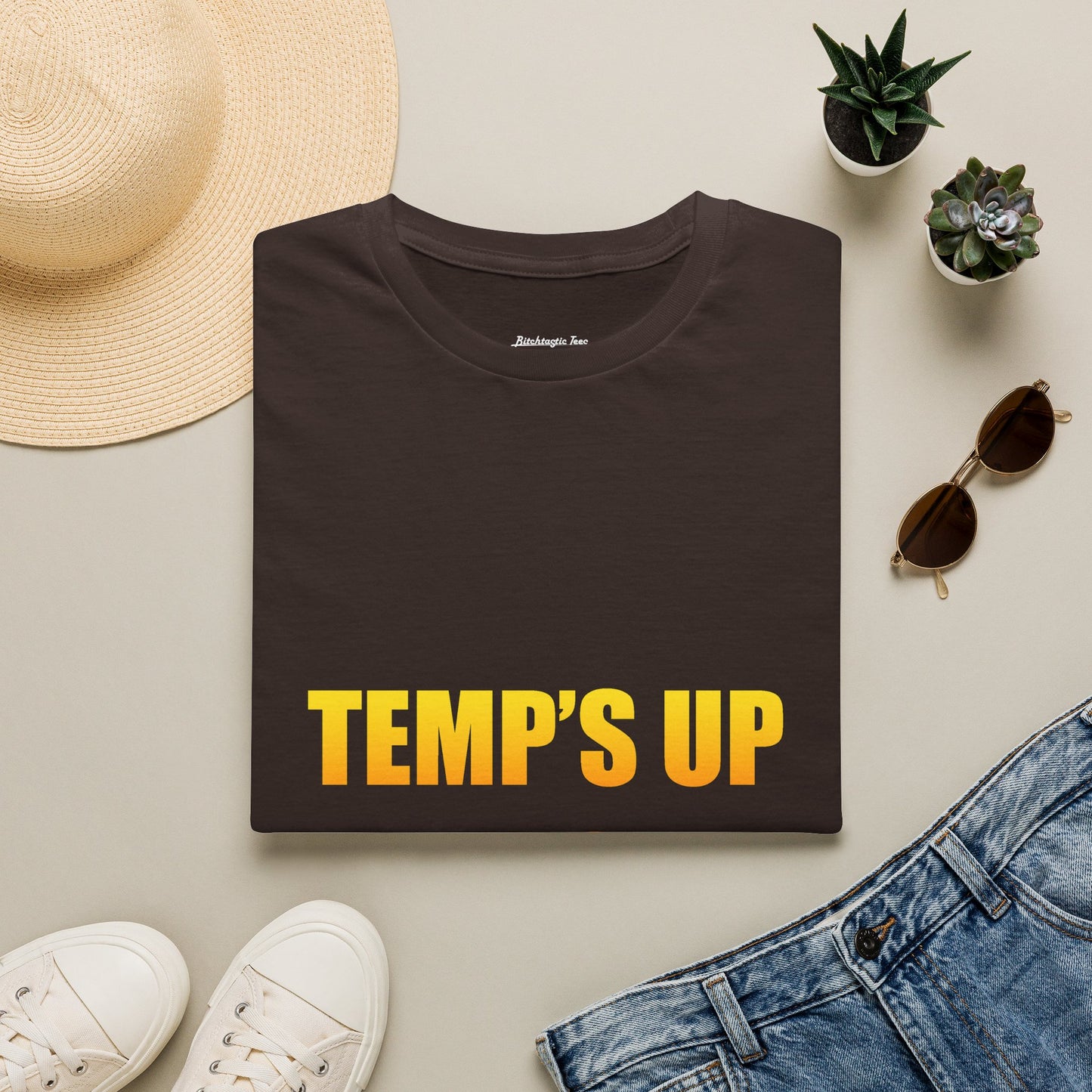 Temp's Up T-Shirt — Retro Gradient "TEMP'S UP / TIME'S UP" Graphic Tee