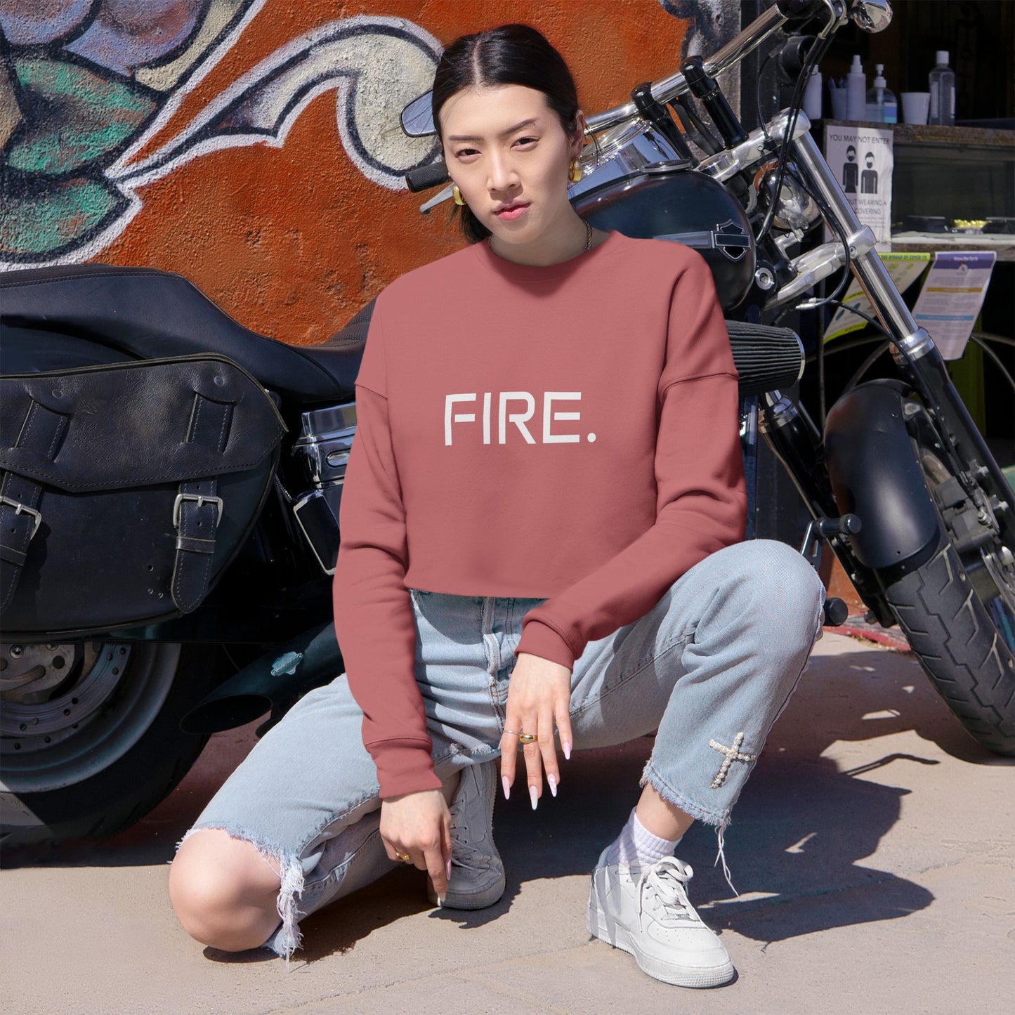 FIRE. Cropped Sweatshirt — Women's Casual Graphic Crop Top