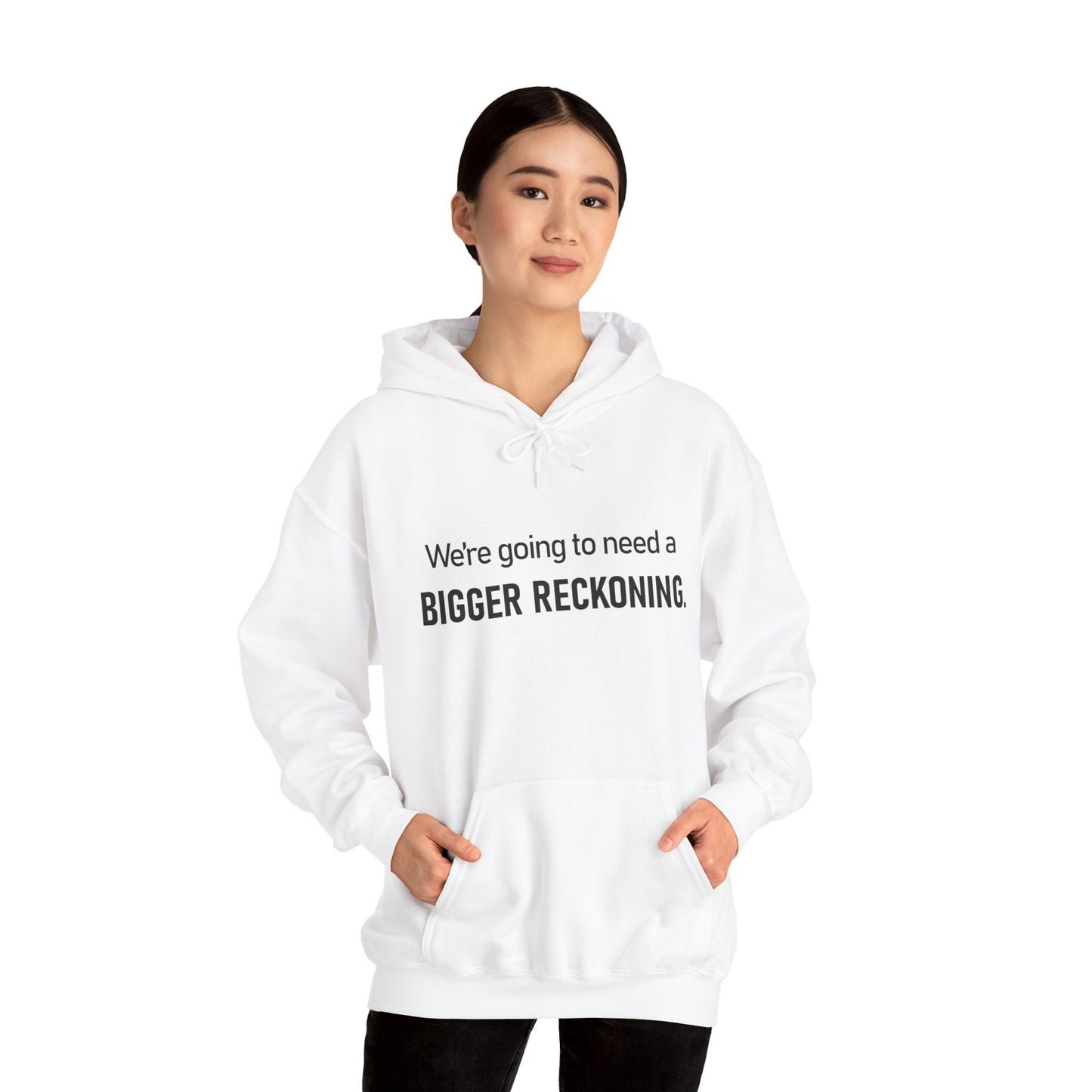 BIGGER RECKONING Hoodie — Minimalist Text Graphic Pullover