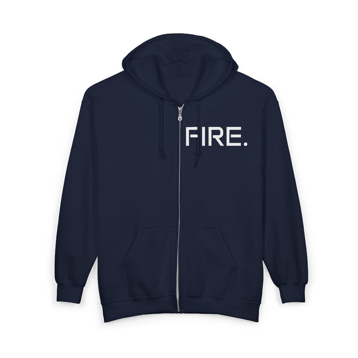 Fire. Zip Hoodie with Biohazard Back Graphic — Edgy Streetwear Zip-Up