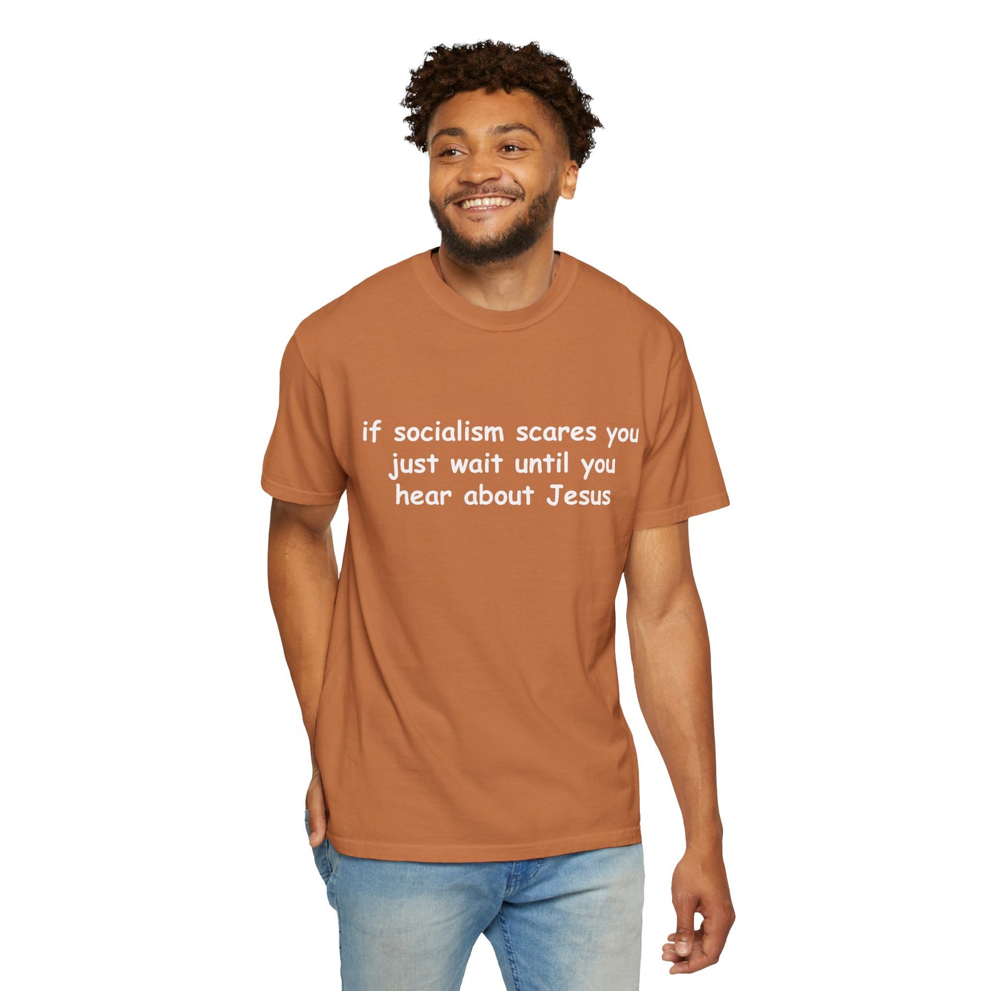 Socialist Jesus — Modern Theological Irony Slogan Tee