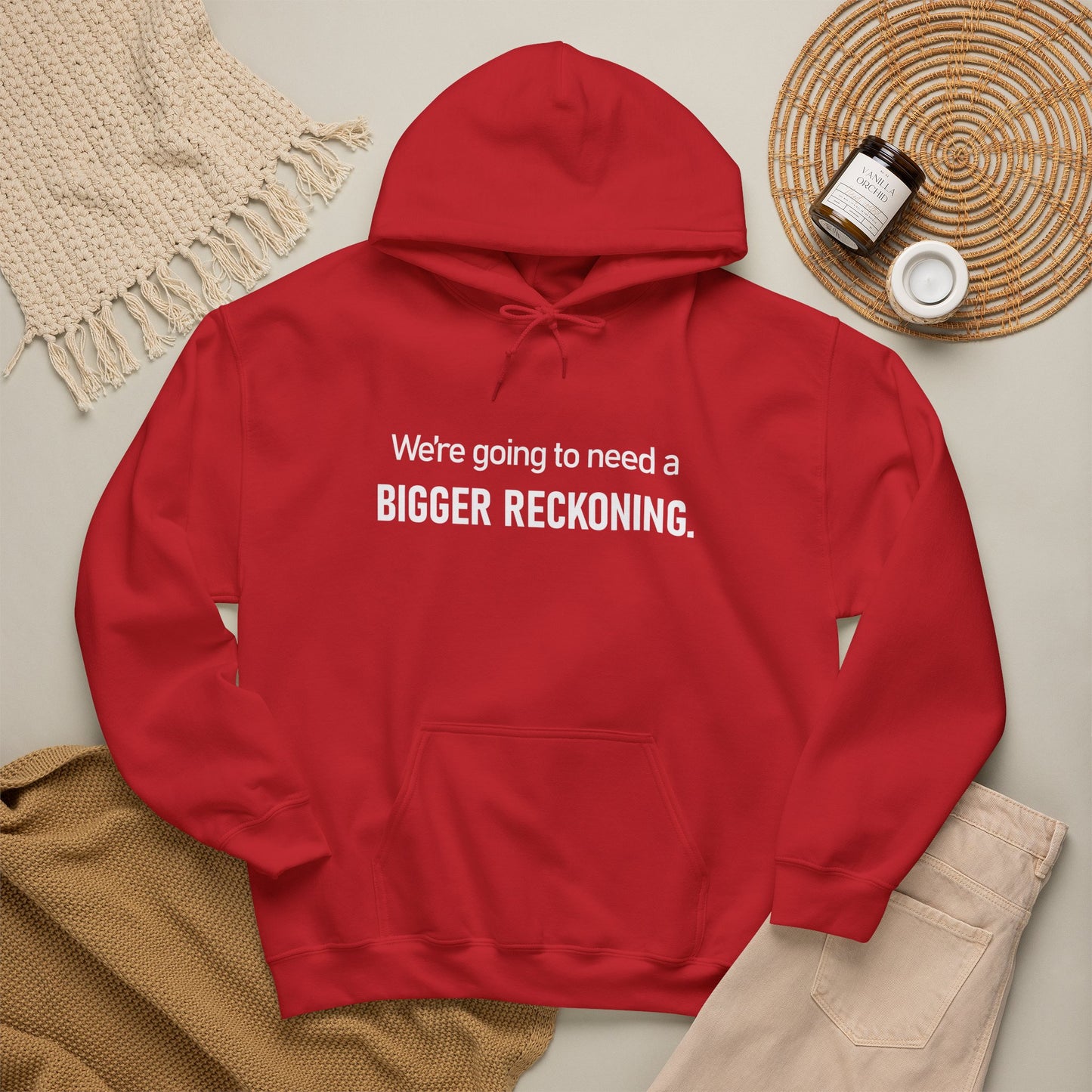 BIGGER RECKONING Hoodie — Minimalist Text Graphic Pullover
