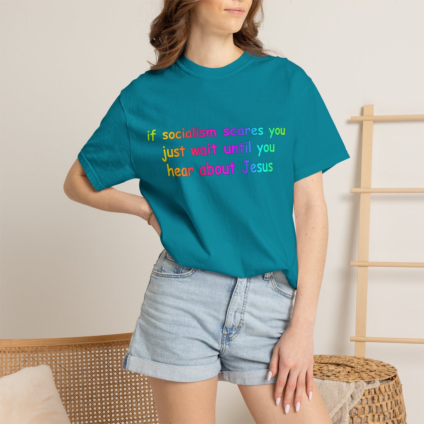 Socialist Jesus — Modern Theological Irony Slogan Tee