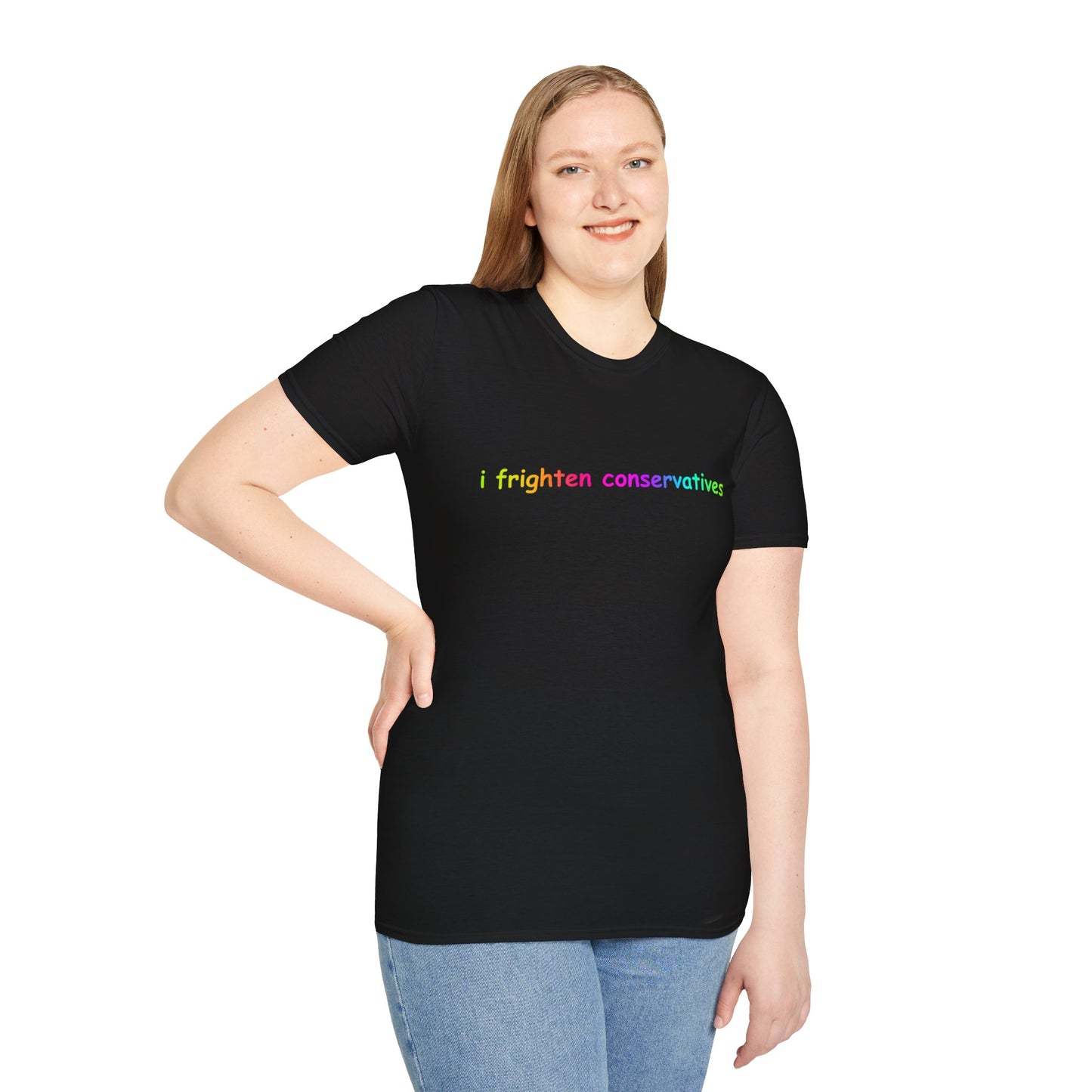 T-Shirt — "I Frighten Conservatives" Rainbow Graphic Tee