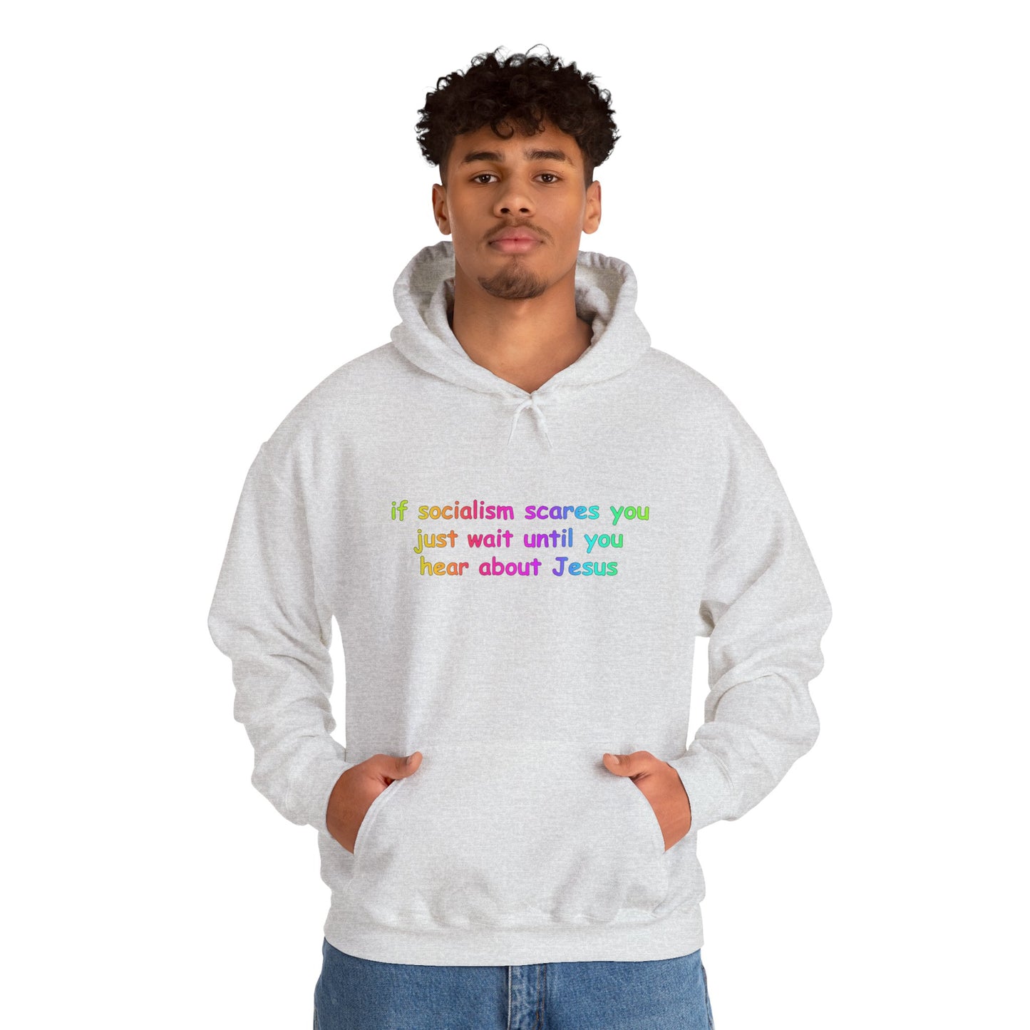 Hoodie — Socialist Jesus Ironic Slogan Hoodie