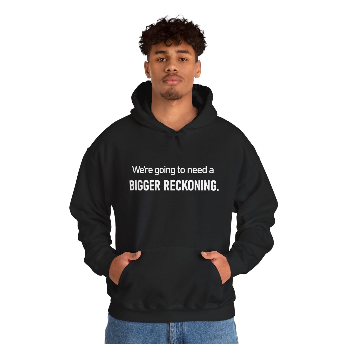 BIGGER RECKONING Hoodie — Minimalist Text Graphic Pullover