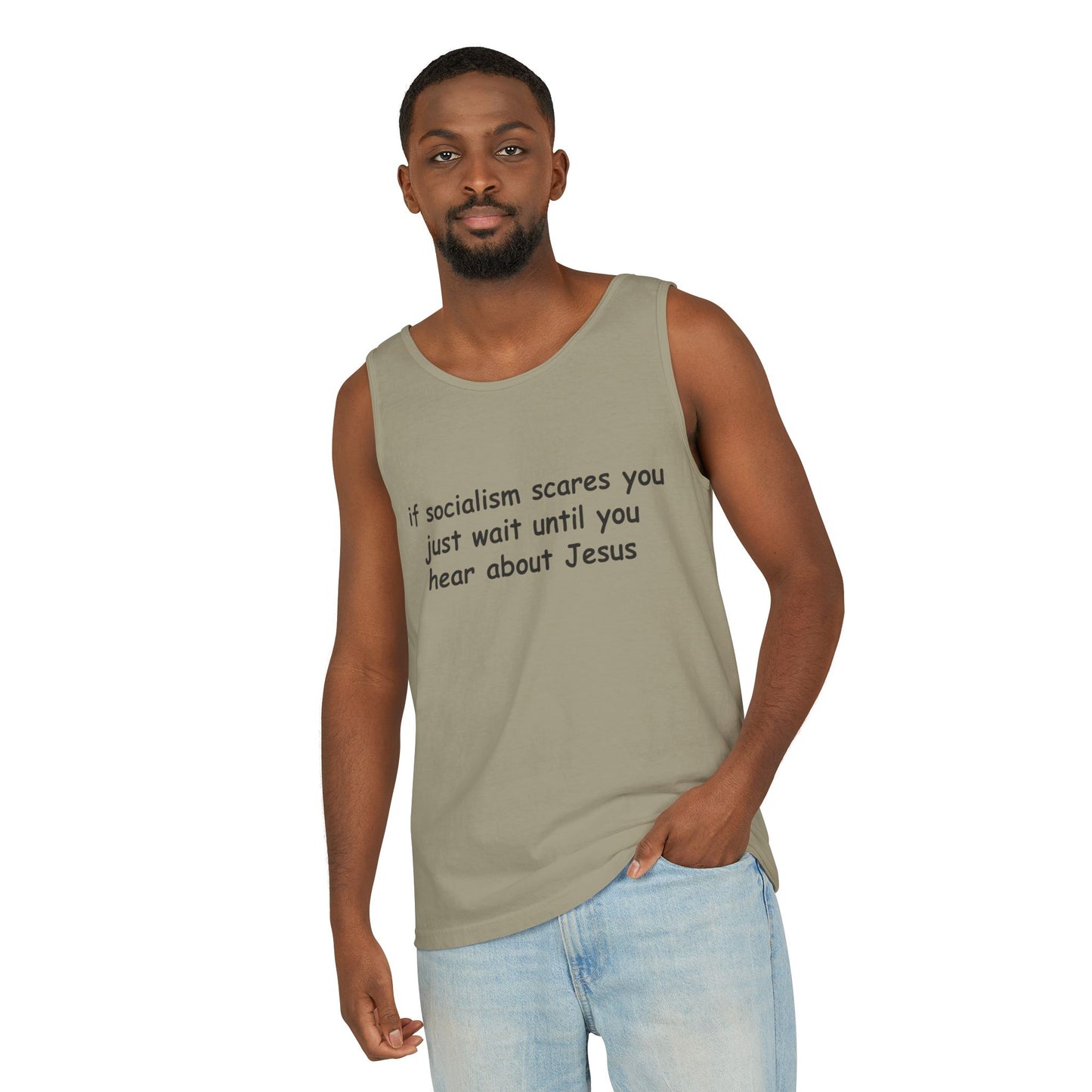 Socialist Jesus Tank Top — Conservative Irony Statement Tank