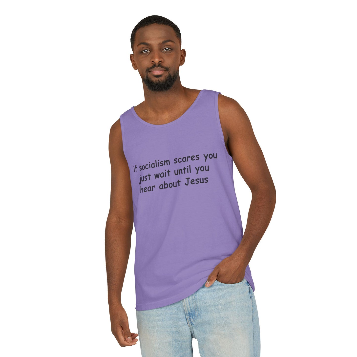 Socialist Jesus Tank Top — Conservative Irony Statement Tank