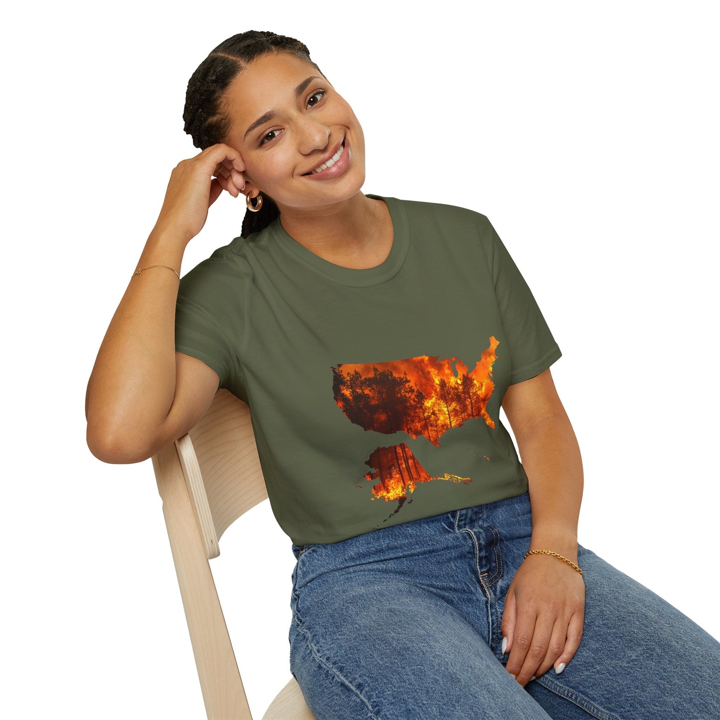 USA Map Graphic T-Shirt — Shit's on Fire Yo Awareness Tee