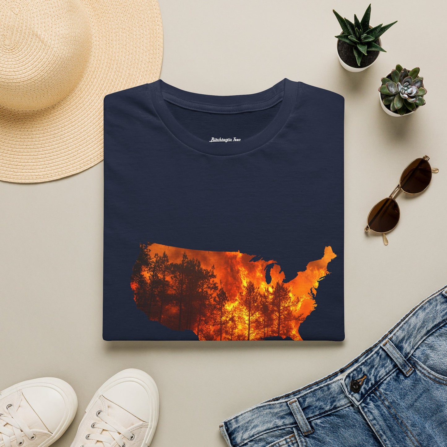 USA Map Graphic T-Shirt — Shit's on Fire Yo Awareness Tee
