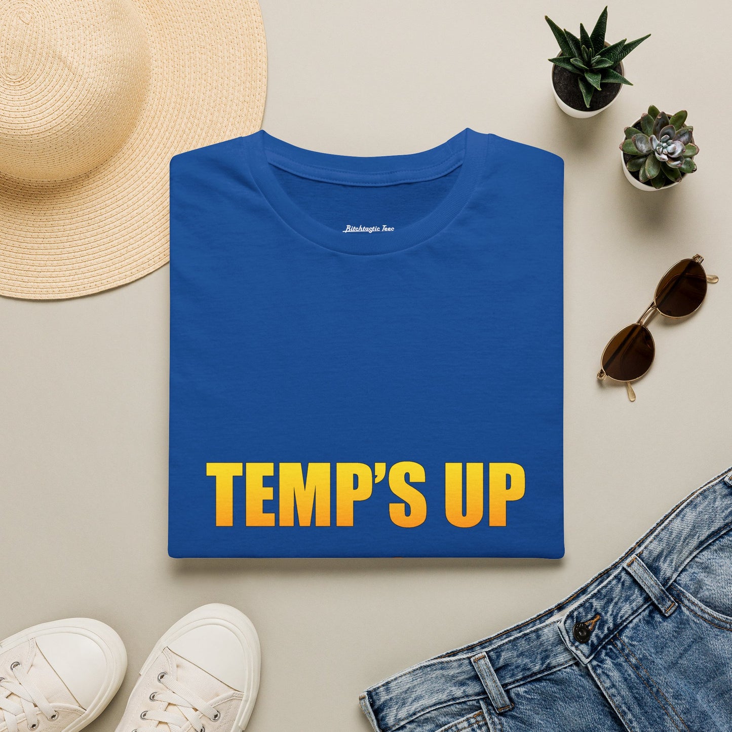 Temp's Up T-Shirt — Retro Gradient "TEMP'S UP / TIME'S UP" Graphic Tee