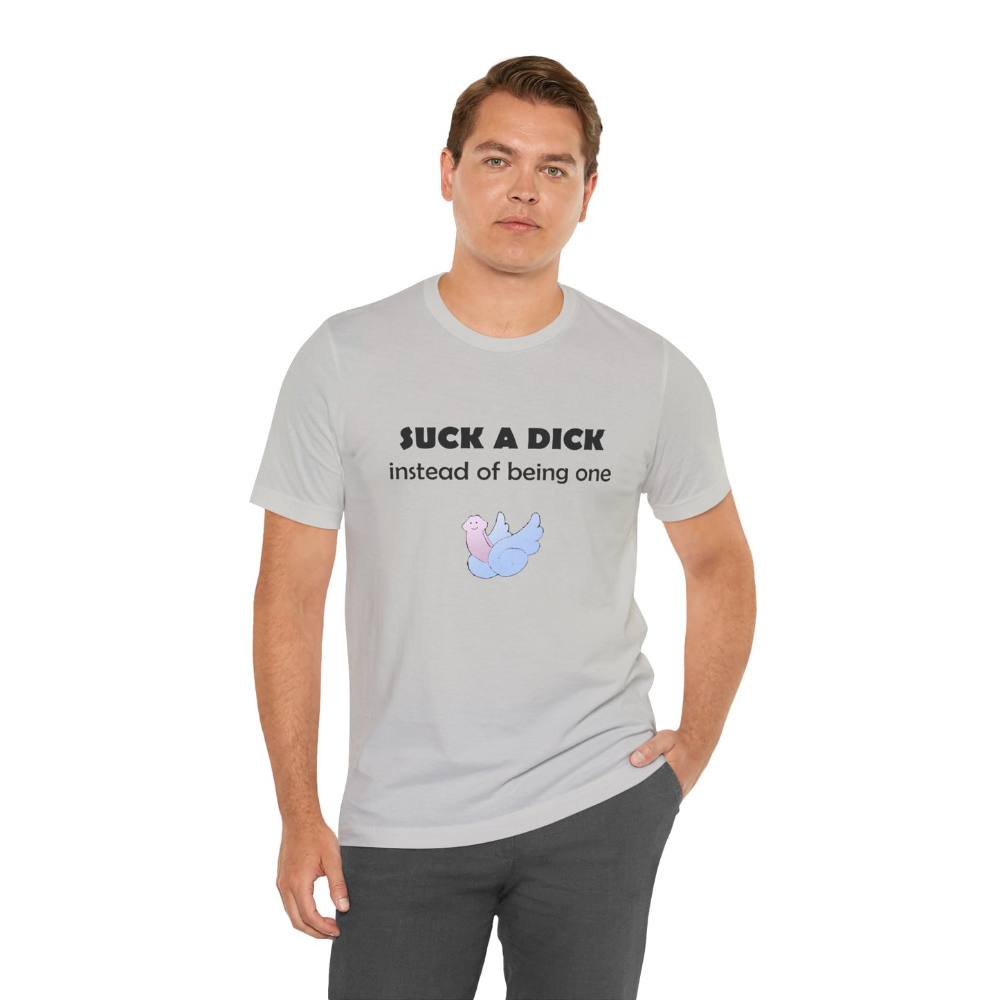 Suck a Dick Instead of Being One Tee — Funny Sarcastic Graphic T-Shirt with Cute Bird