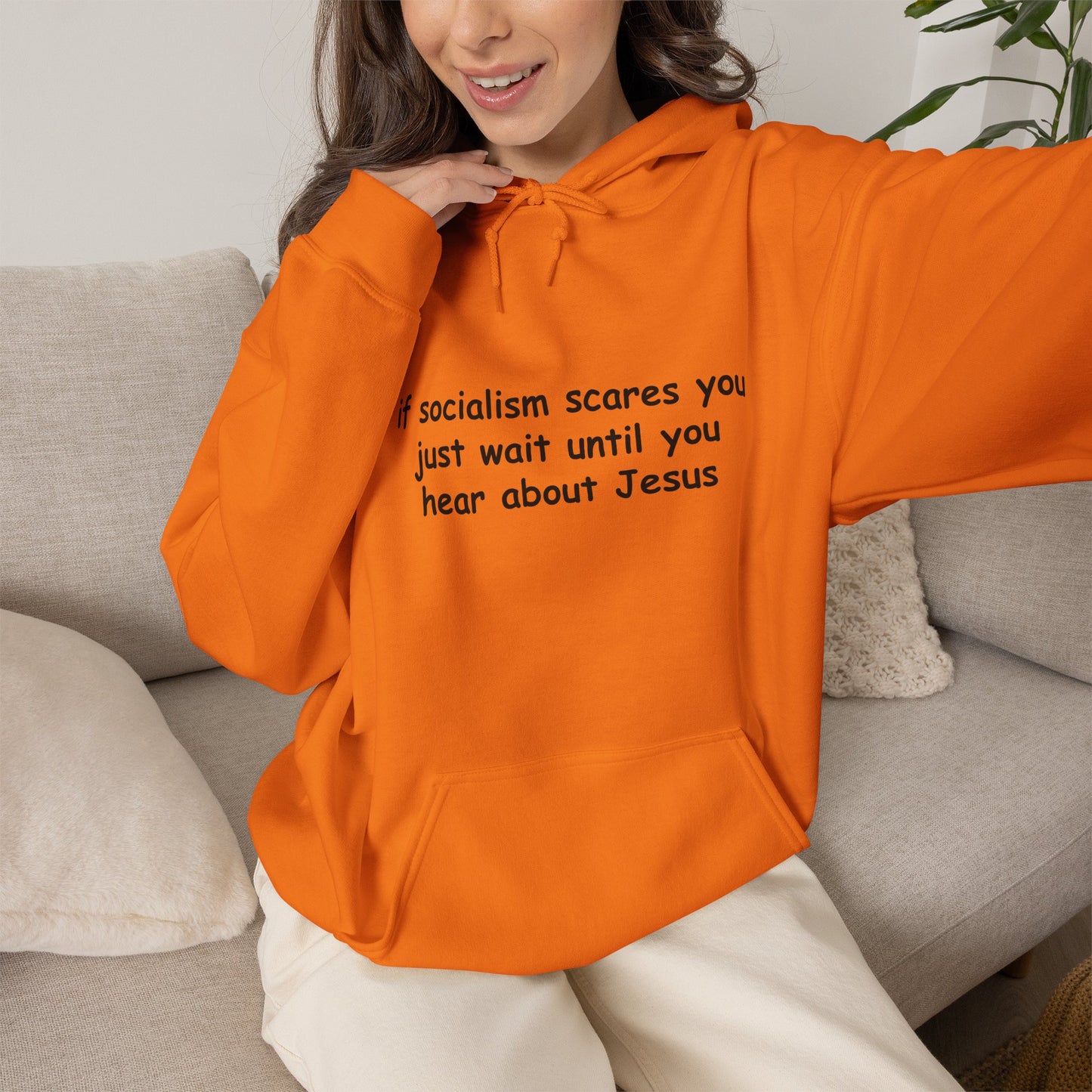 Hoodie — Socialist Jesus Ironic Slogan Hoodie