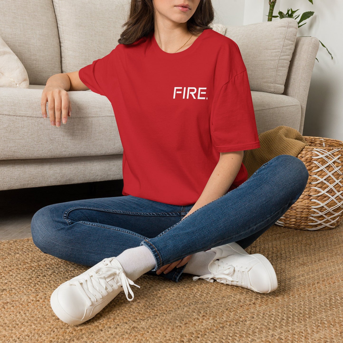 FIRE. Minimal Graphic T‑Shirt — Modern Casual Tee with Bold Text