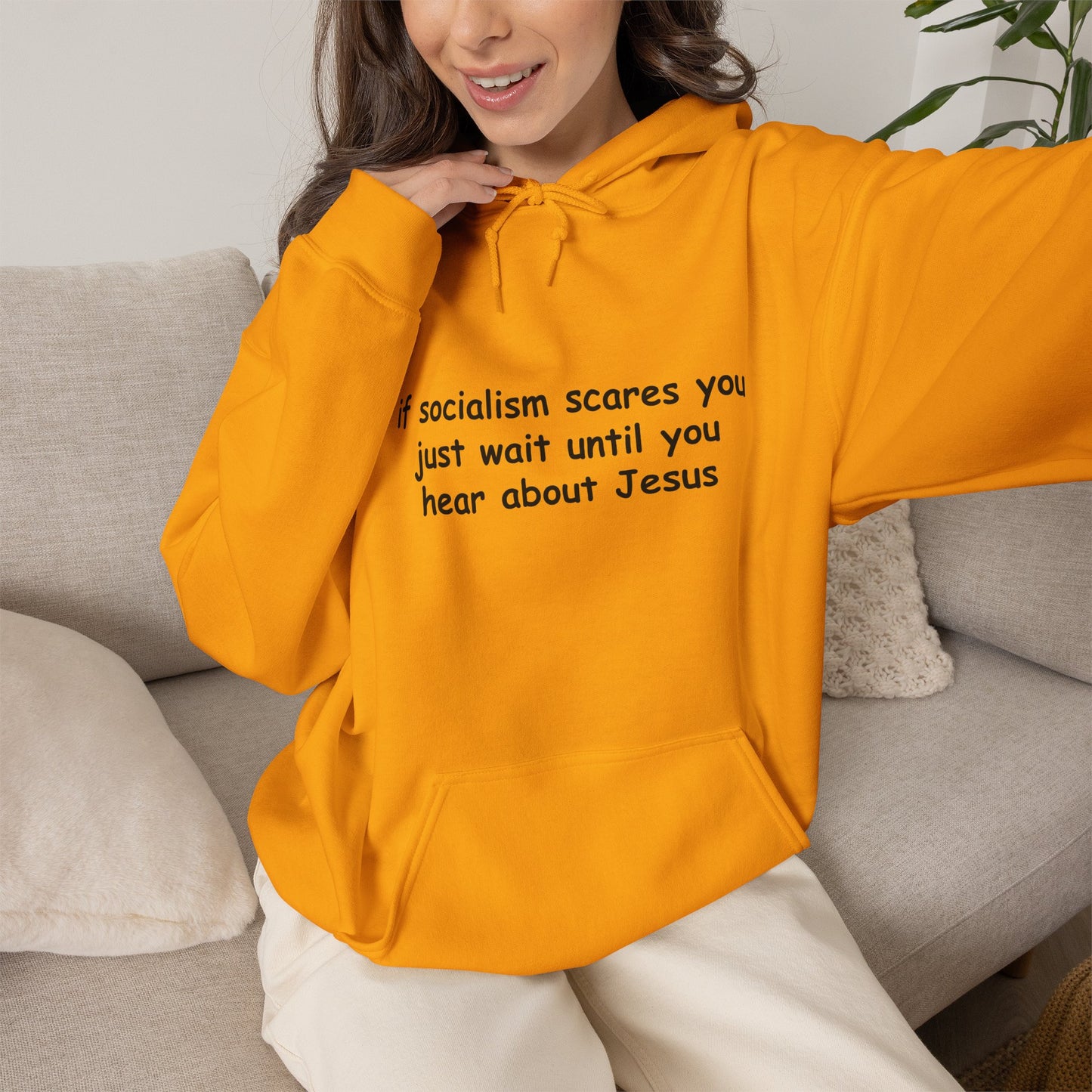 Hoodie — Socialist Jesus Ironic Slogan Hoodie
