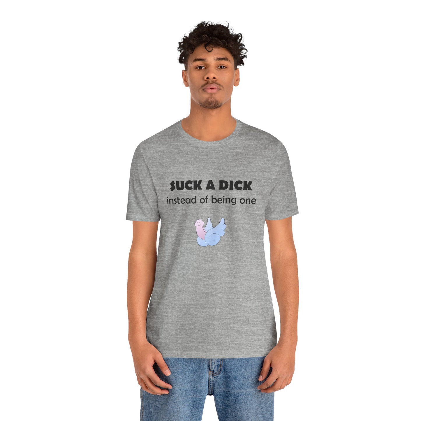 Suck a Dick Instead of Being One Tee — Funny Sarcastic Graphic T-Shirt with Cute Bird