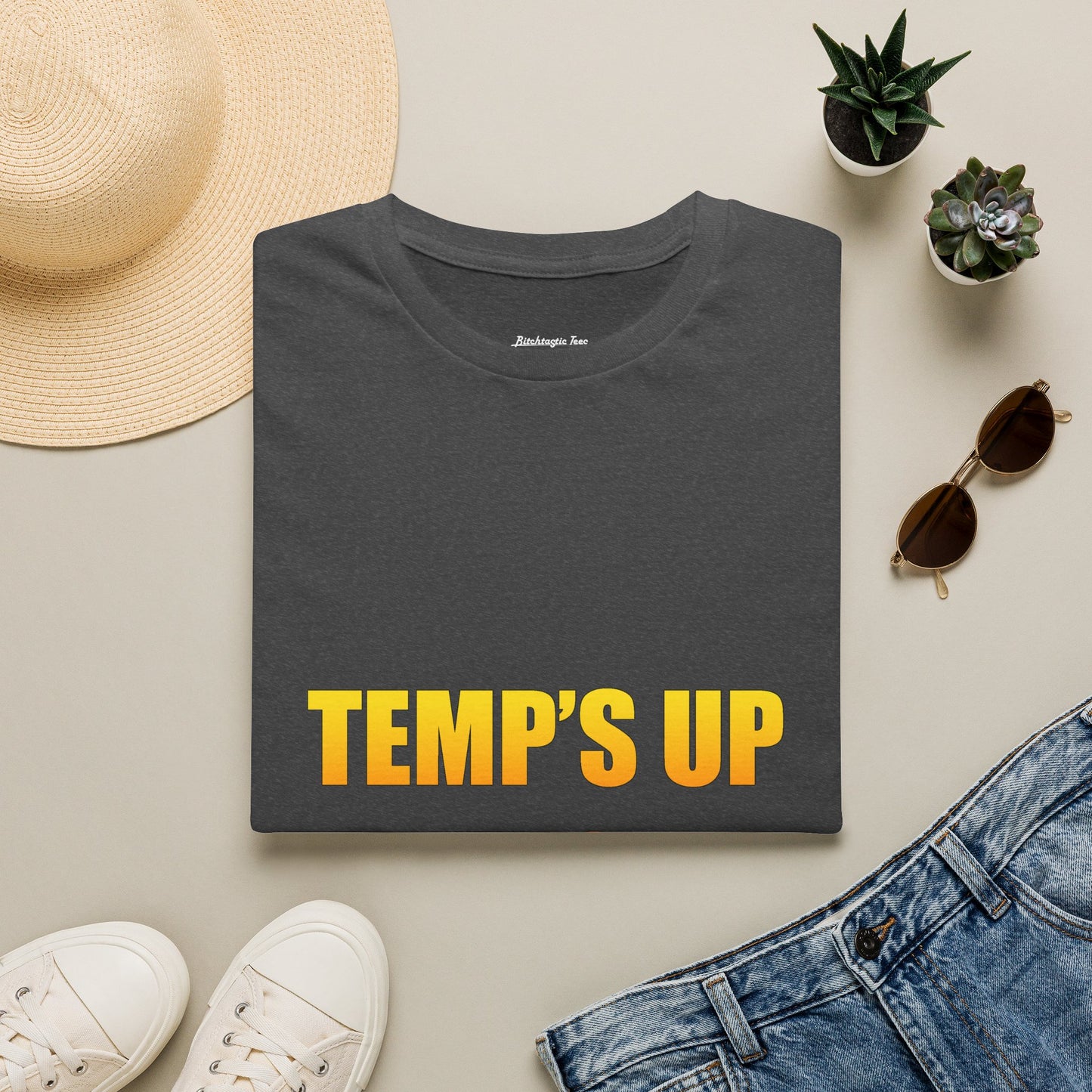 Temp's Up T-Shirt — Retro Gradient "TEMP'S UP / TIME'S UP" Graphic Tee