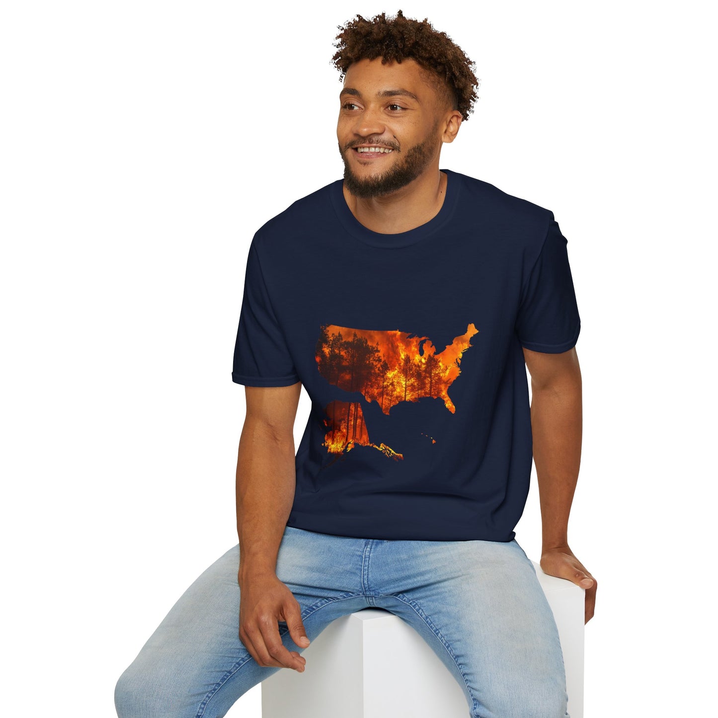 USA Map Graphic T-Shirt — Shit's on Fire Yo Awareness Tee