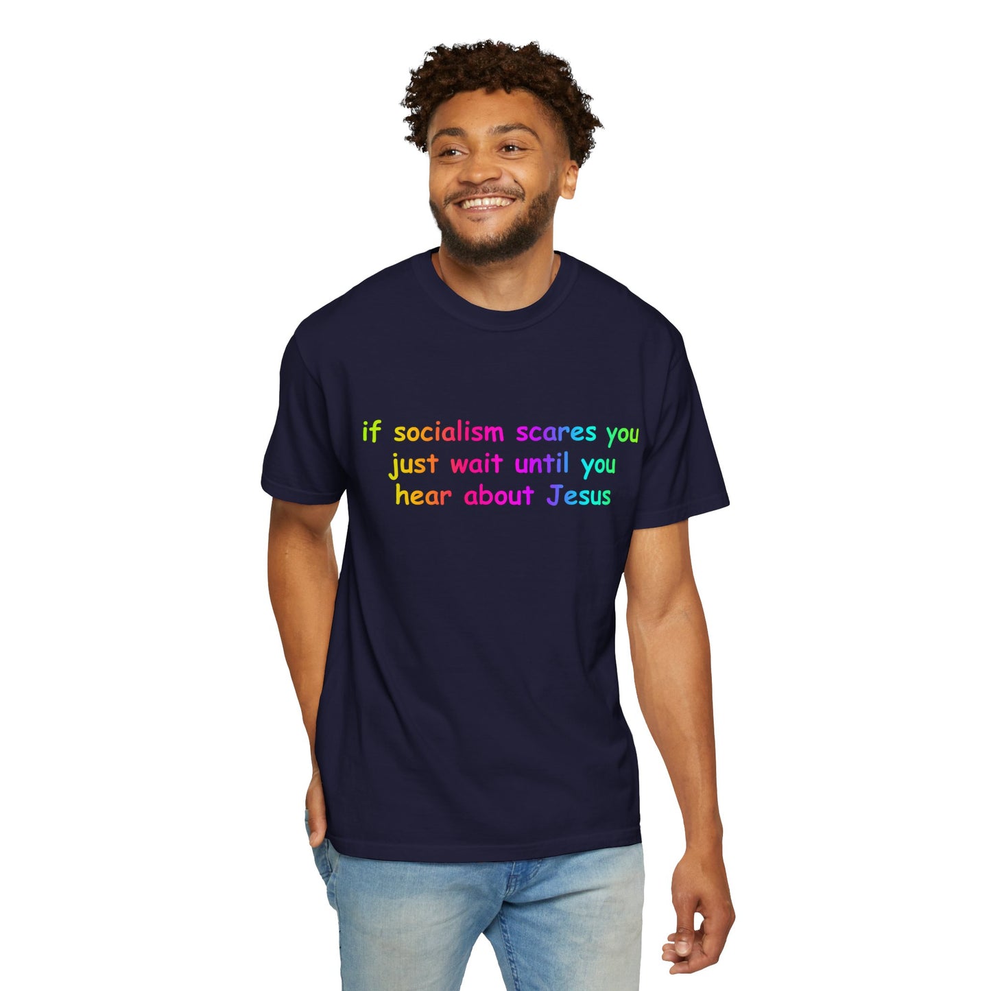 Socialist Jesus — Modern Theological Irony Slogan Tee