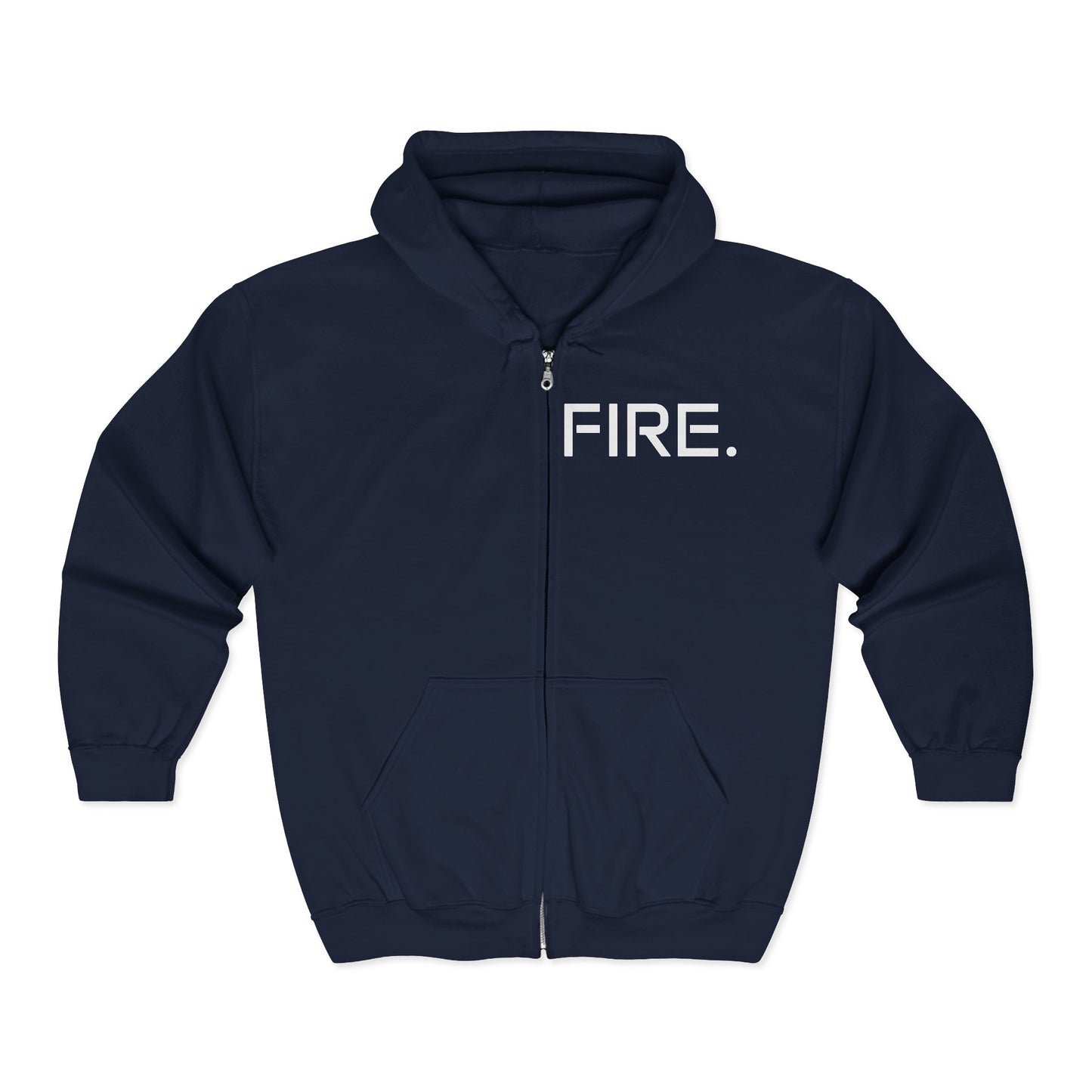 Fire. Zip Hoodie with Biohazard Back Graphic — Edgy Streetwear Zip-Up