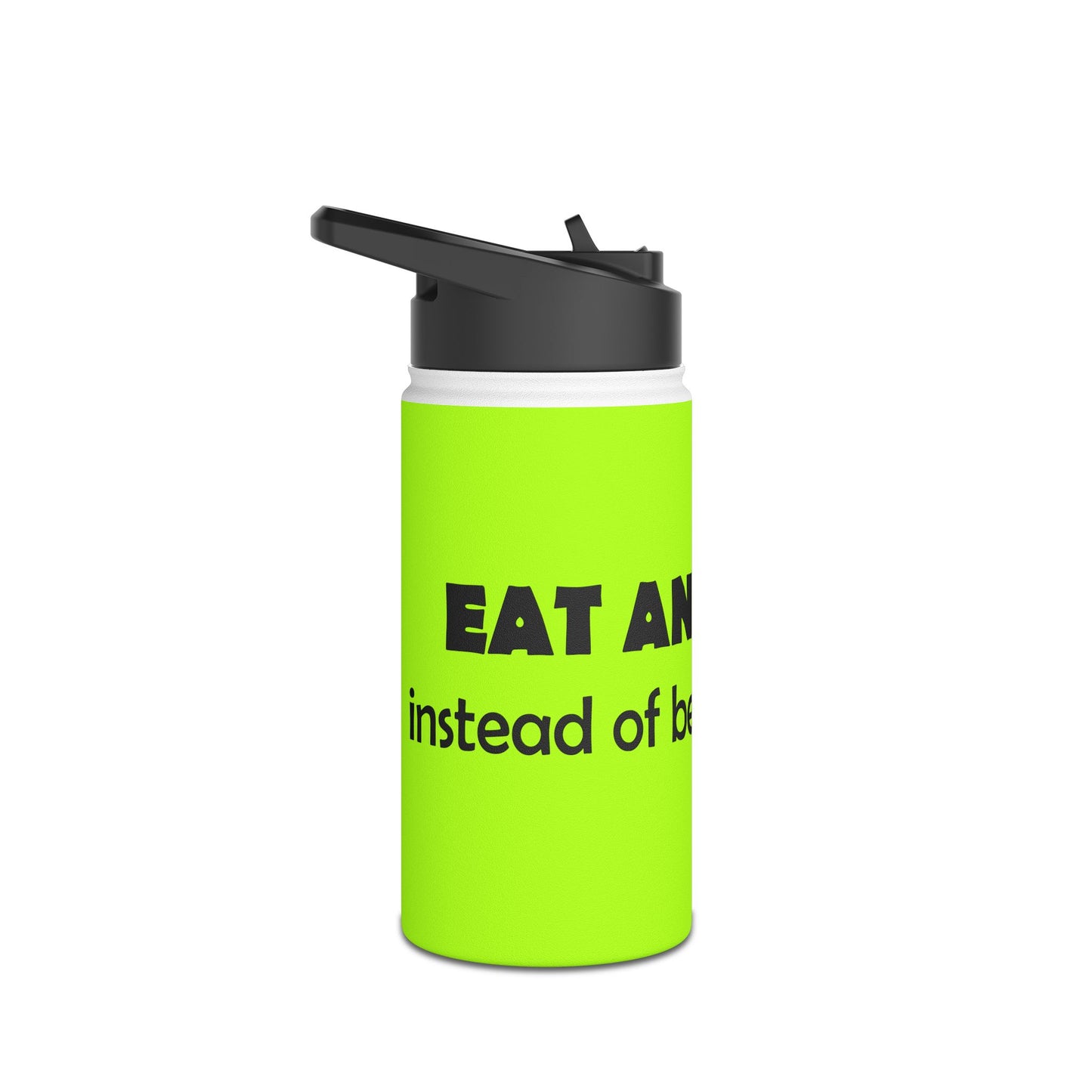 Funny Neon Stainless Steel Water Bottle — Bold 'Eat an Ass' Humorous Quote