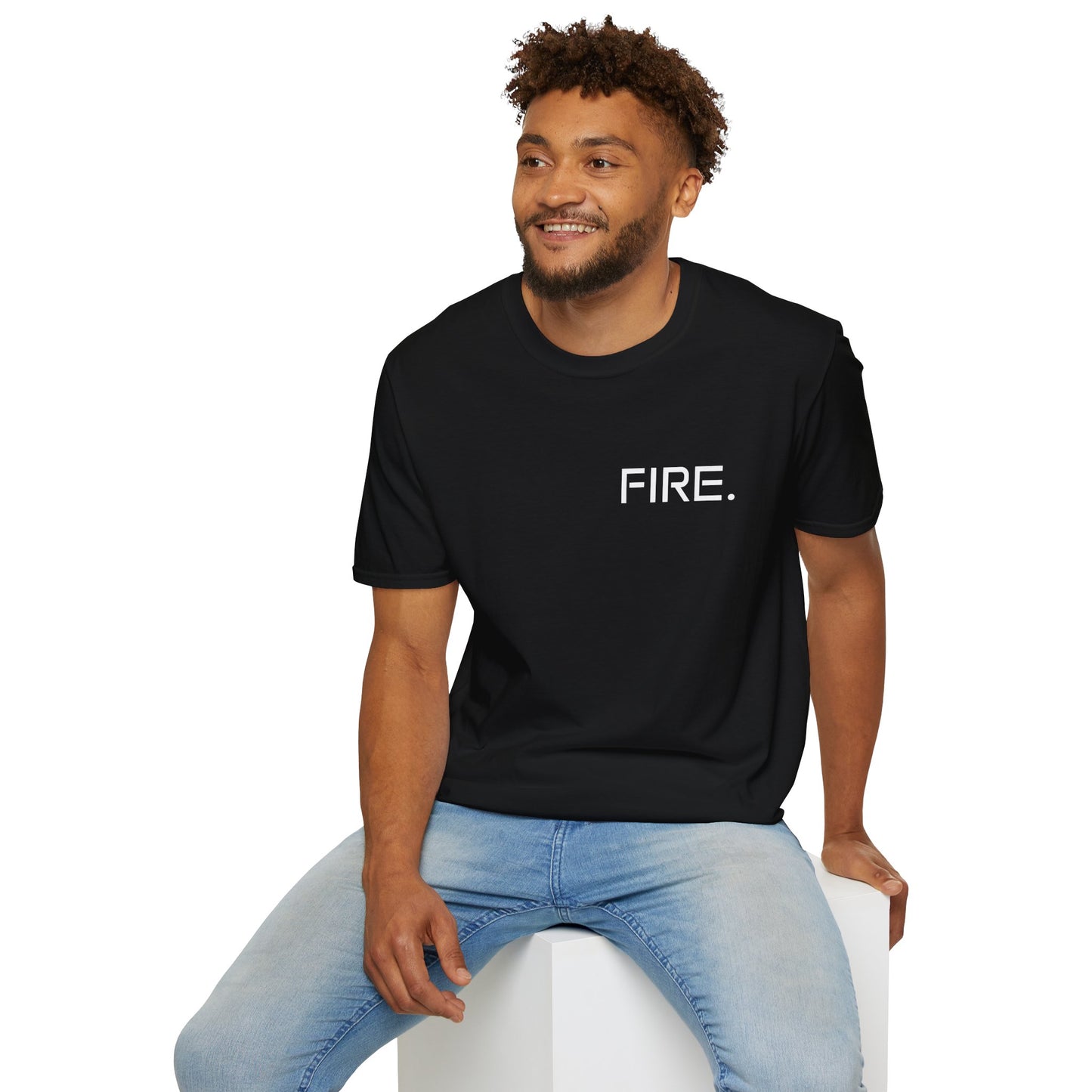 FIRE. Minimal Graphic T‑Shirt — Modern Casual Tee with Bold Text