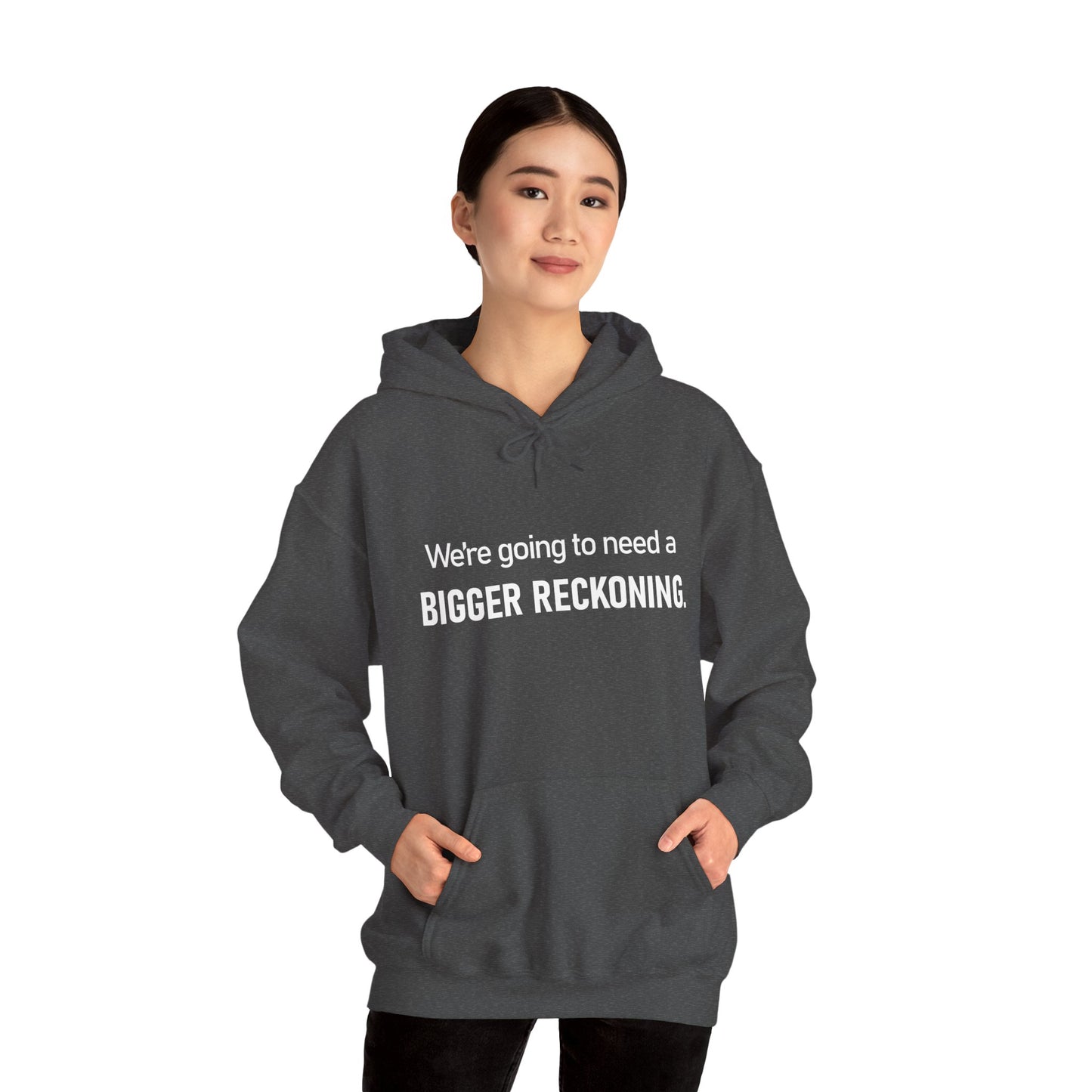 BIGGER RECKONING Hoodie — Minimalist Text Graphic Pullover