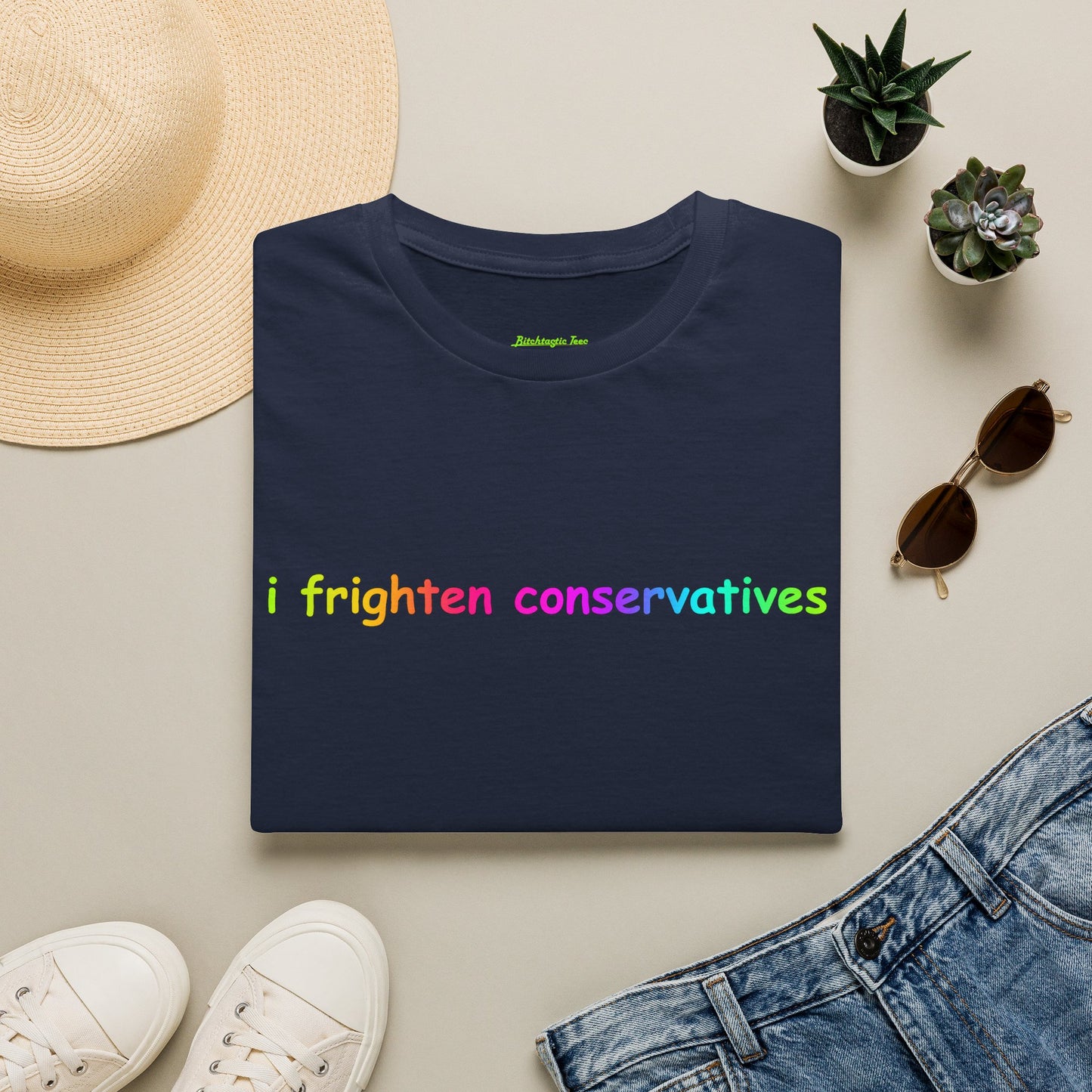 T-Shirt — "I Frighten Conservatives" Rainbow Graphic Tee